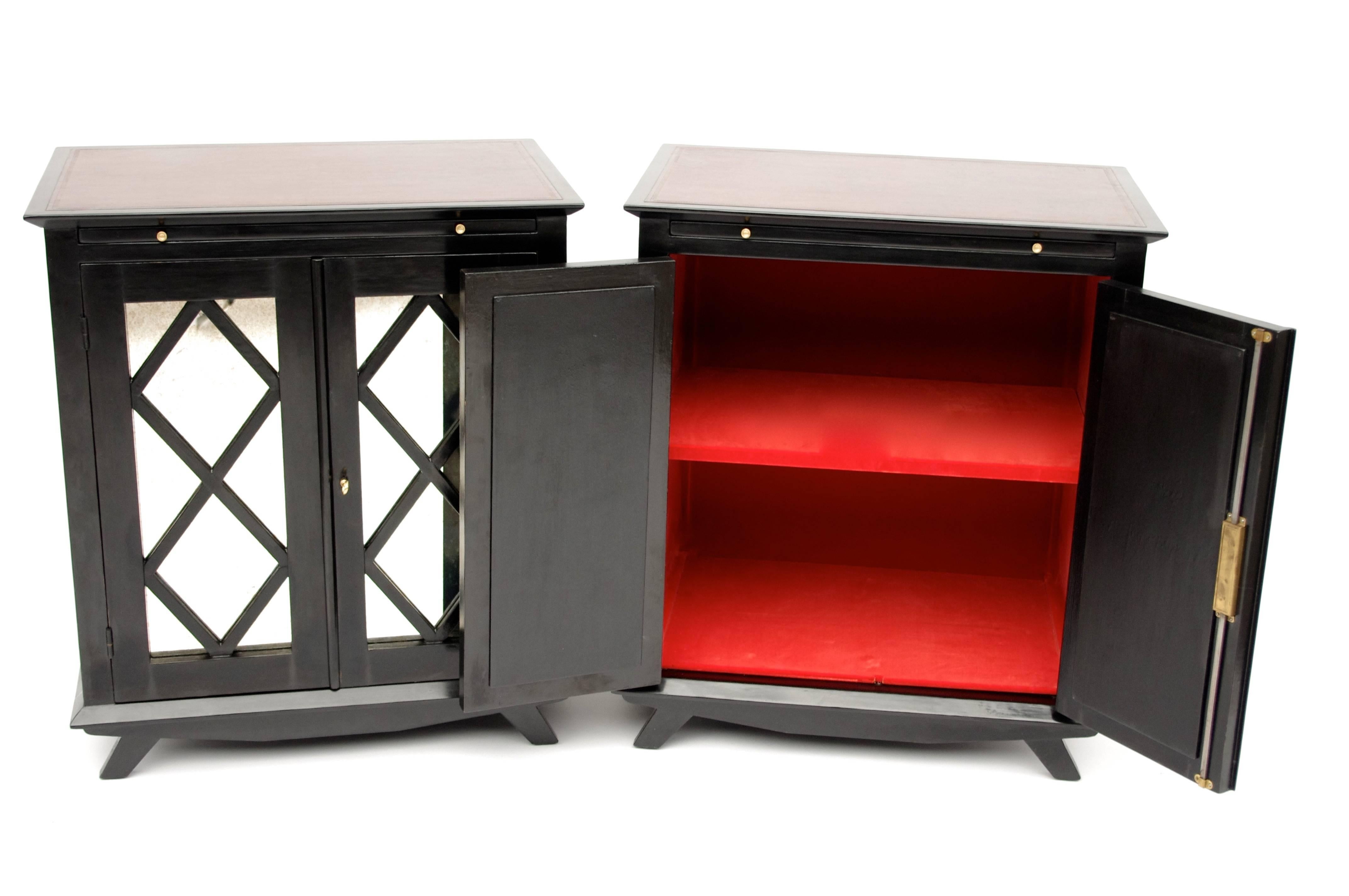 French Pair of black lacquered oak sideboards, circa 1950 For Sale