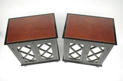 Pair of black lacquered oak sideboards, circa 1950