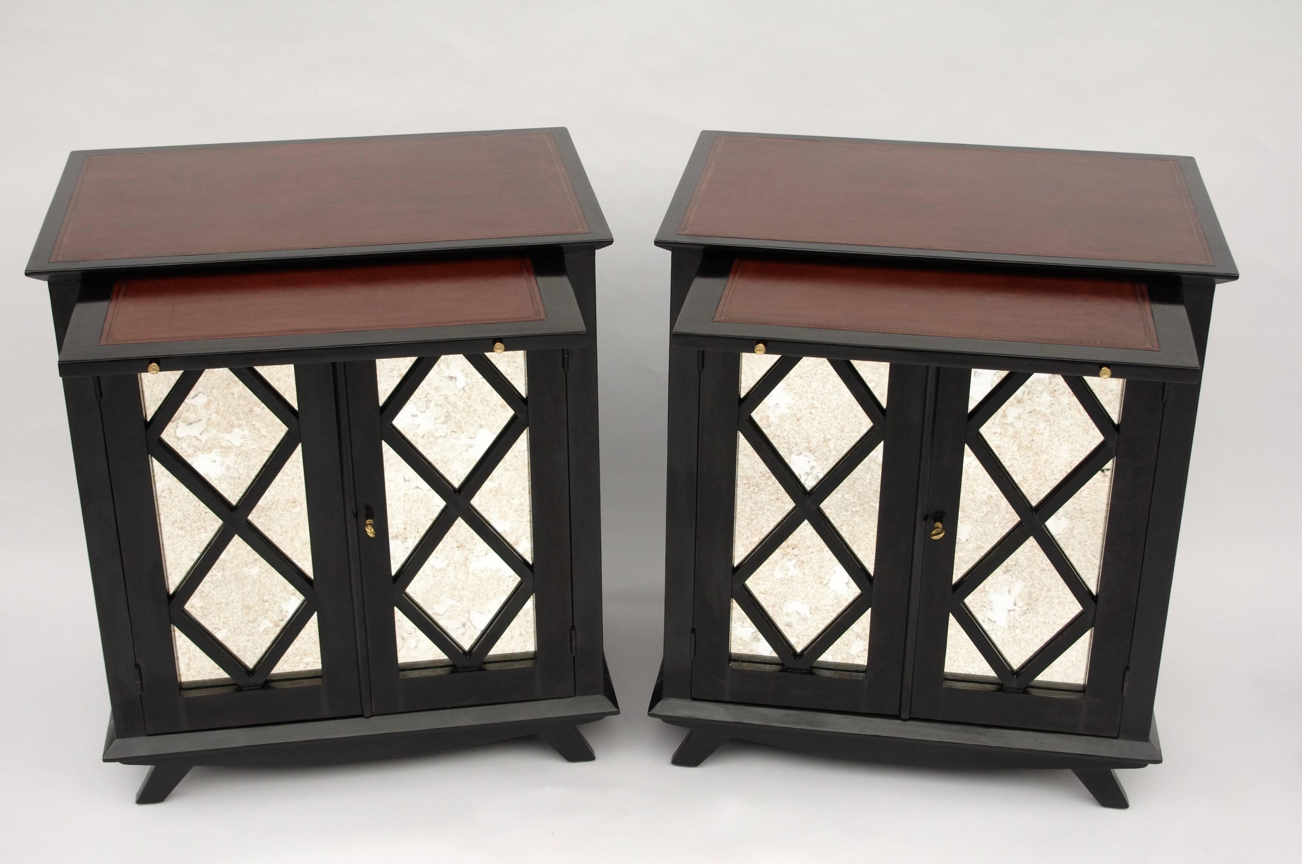 Pair of black lacquered oak sideboards, circa 1950 In Good Condition For Sale In Saint-Ouen, FR