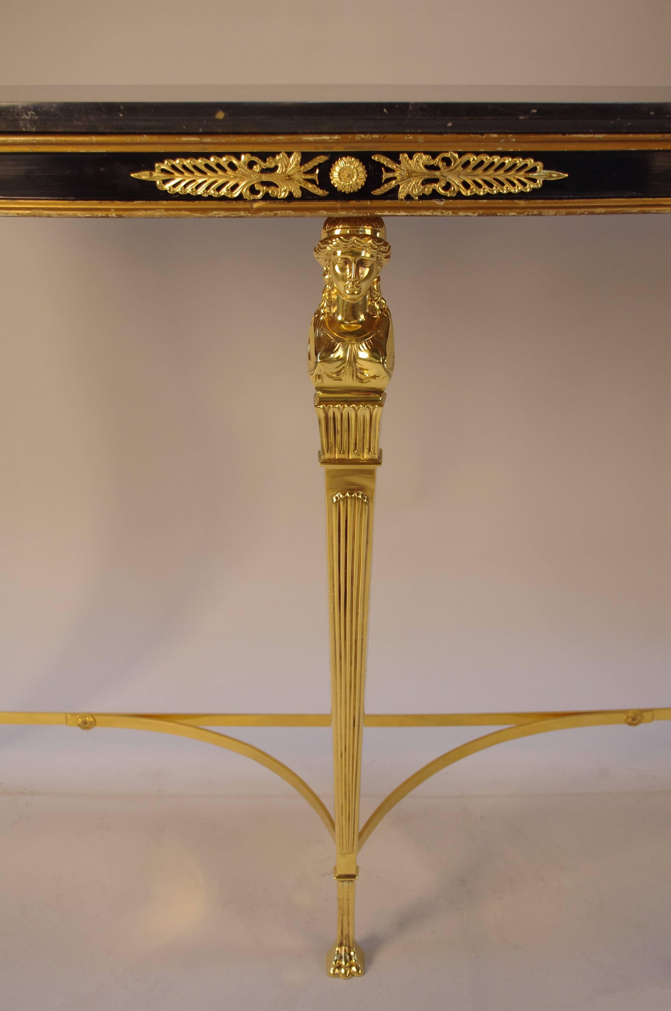 Maison Jansen Directoire Style Half Moon Console in Gilt Bronze and Marble-Top 2