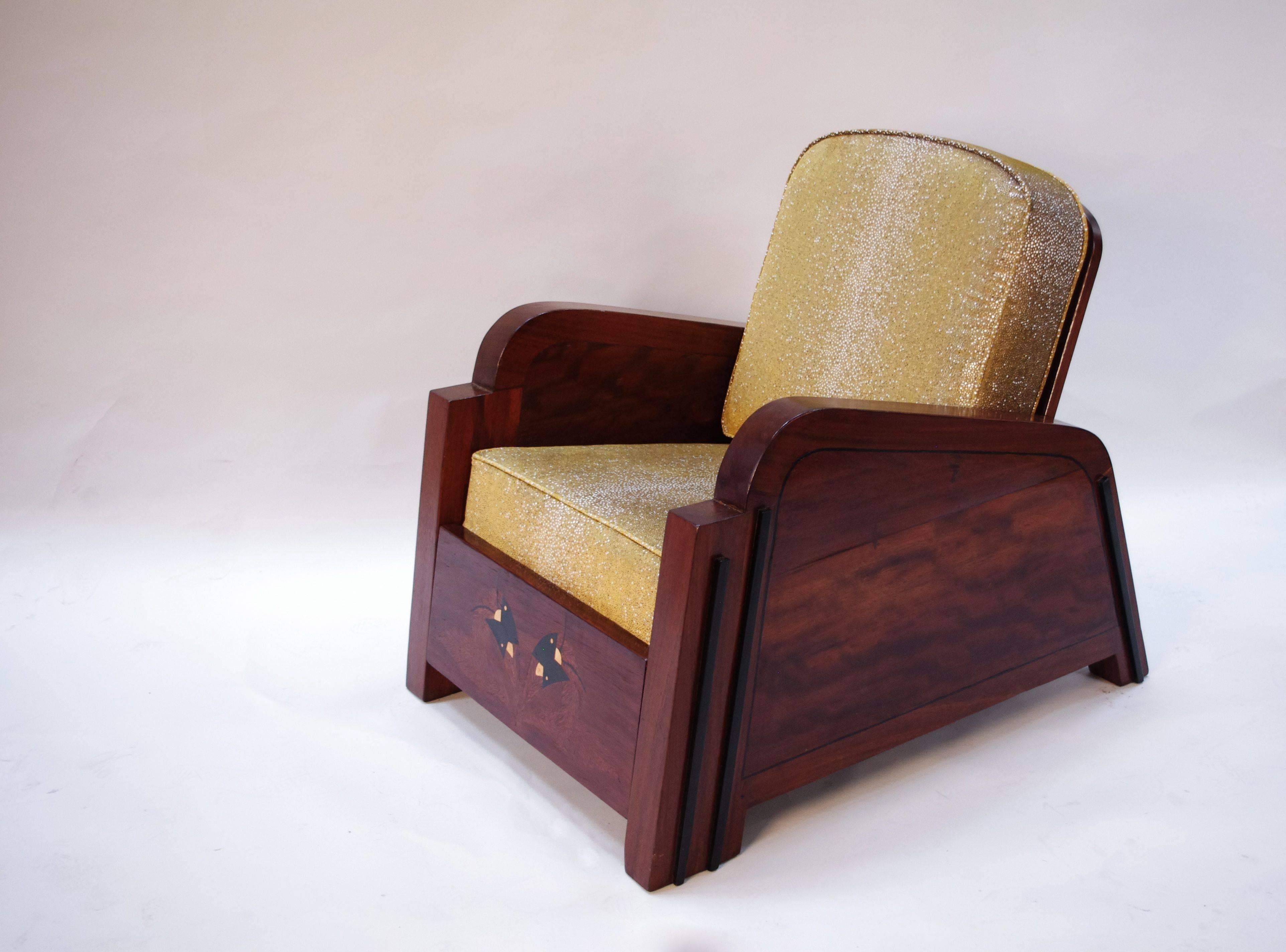 Paire de grands fauteuils d'époque Art-Déco et Art-Déco, vers 1920-1930 Bon état - En vente à Saint-Ouen, FR