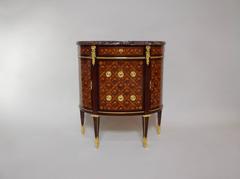 False Pair of Half-Moon Little Marquetry Commodes Stamped Paul Sormani
