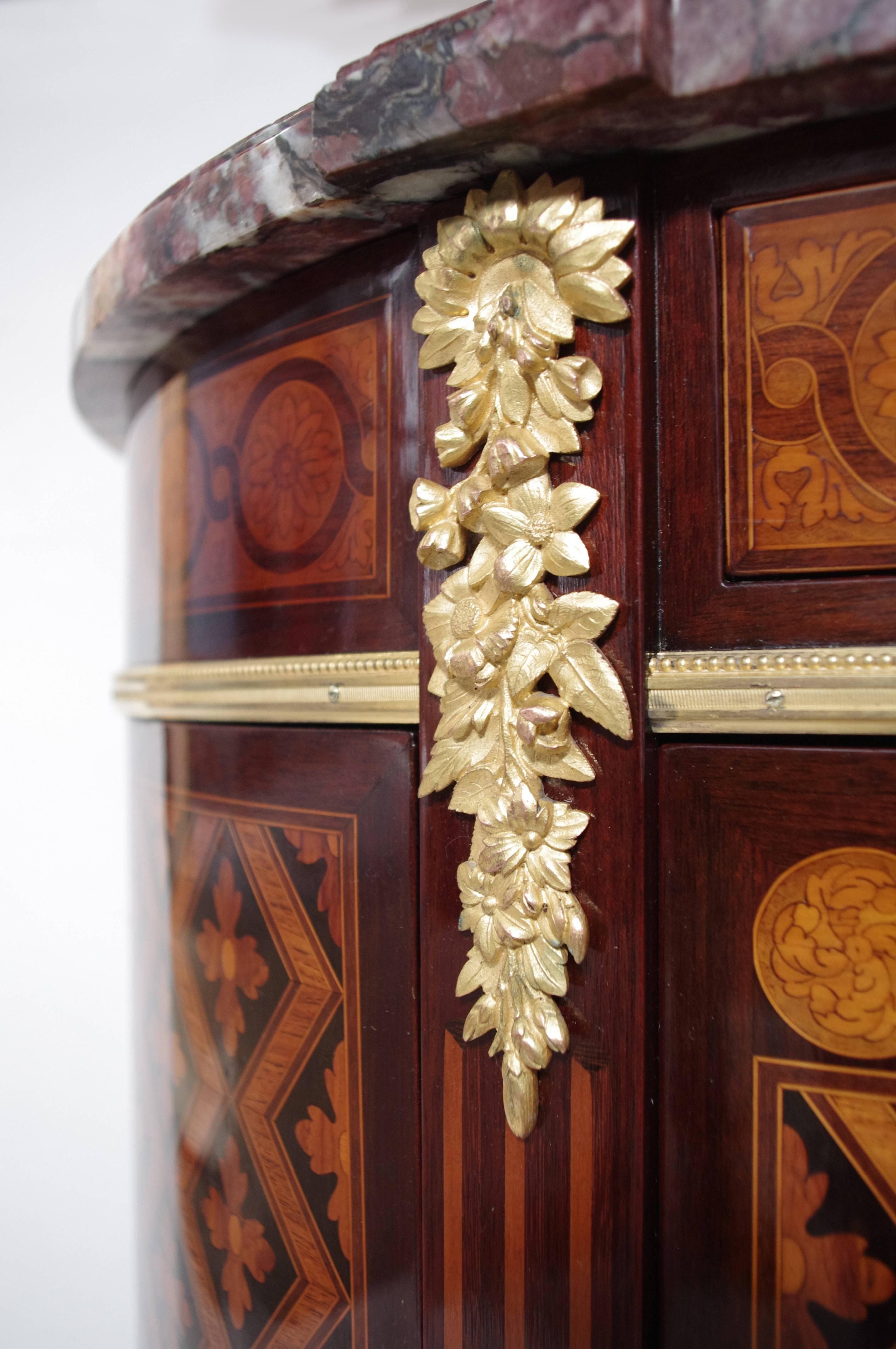 False Pair of Half-Moon Little Marquetry Commodes Stamped Paul Sormani 2