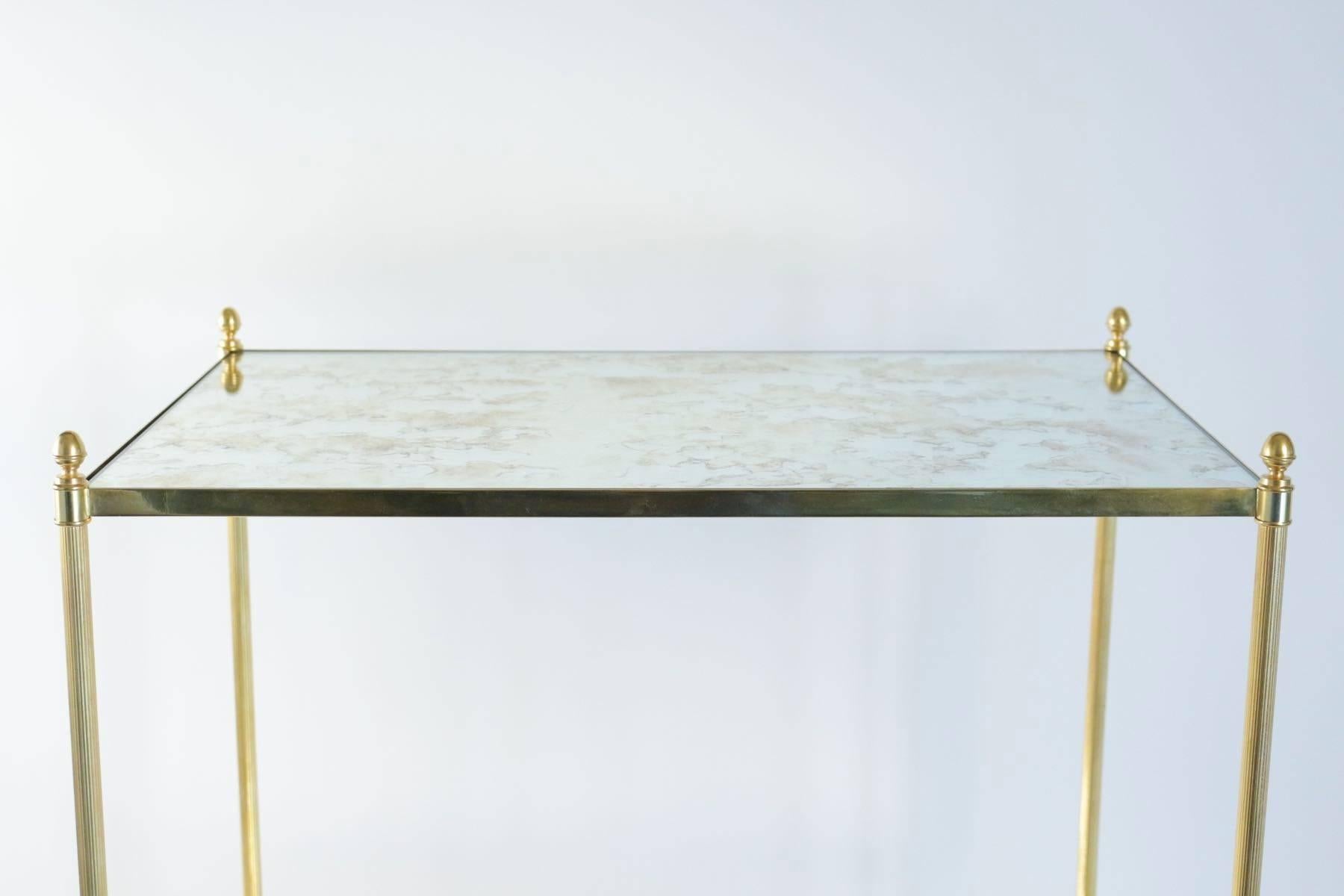 European Pair of Large Louis XVI Style Gilt Brass Side Tables, circa 1970