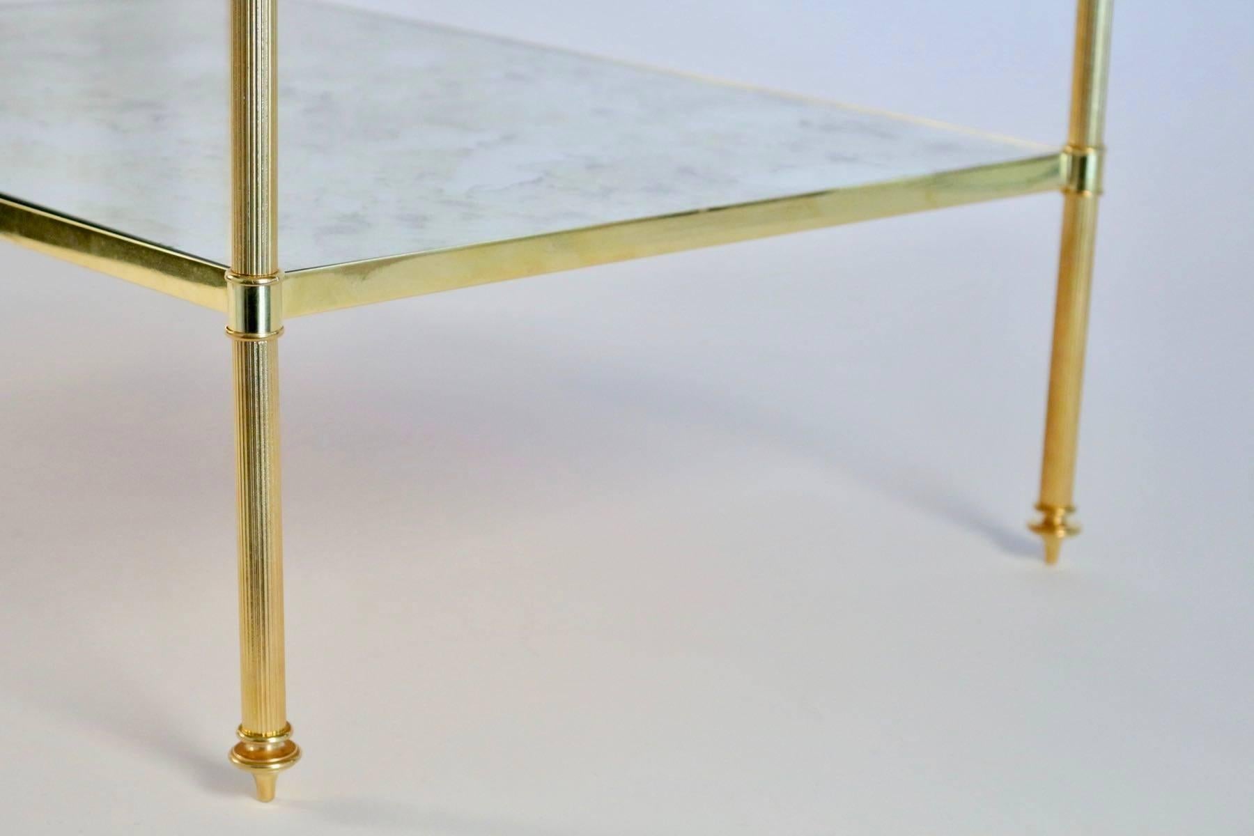 Pair of Large Louis XVI Style Gilt Brass Side Tables, circa 1970 2