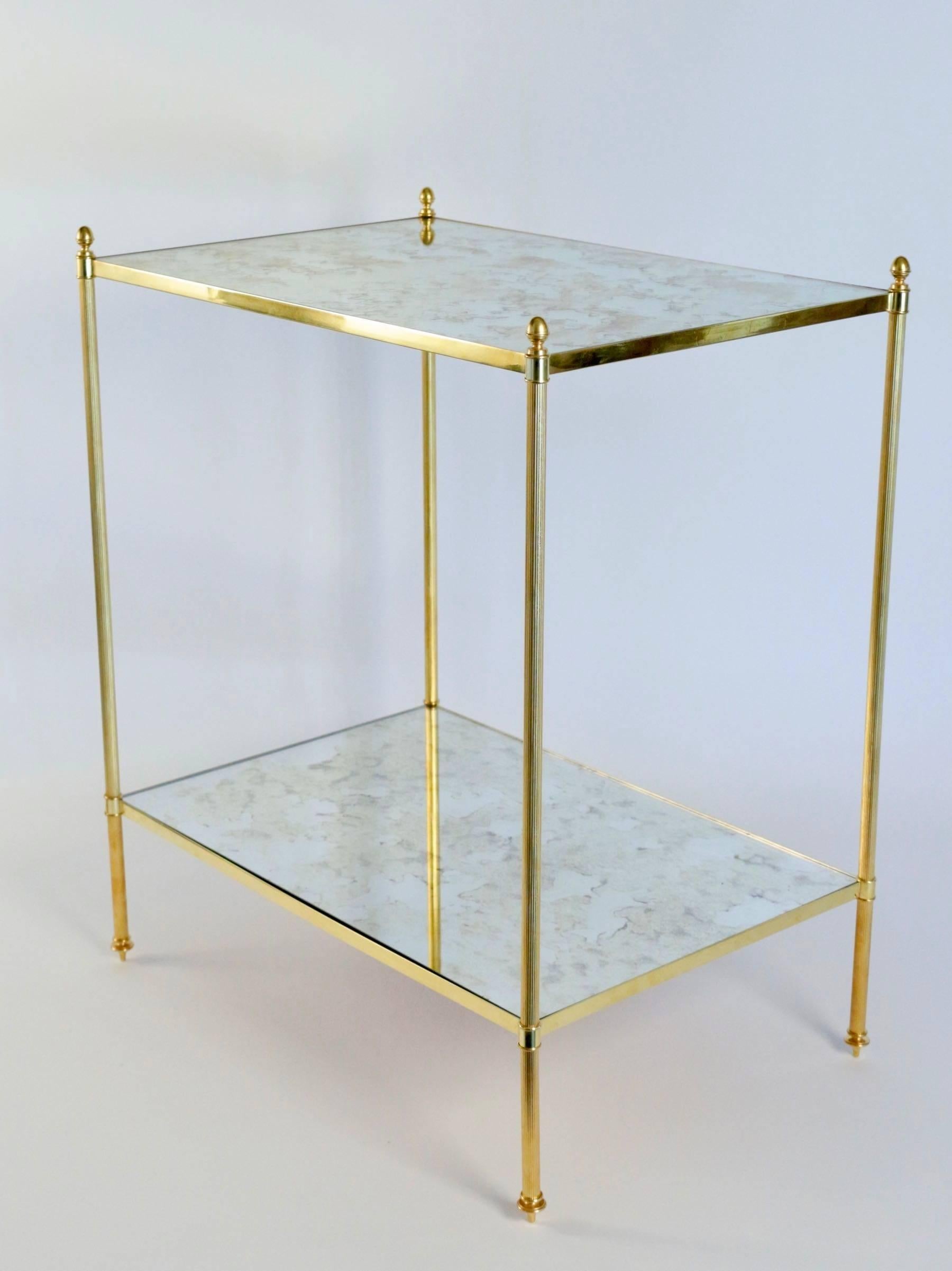 Pair of Large Louis XVI Style Gilt Brass Side Tables, circa 1970 3