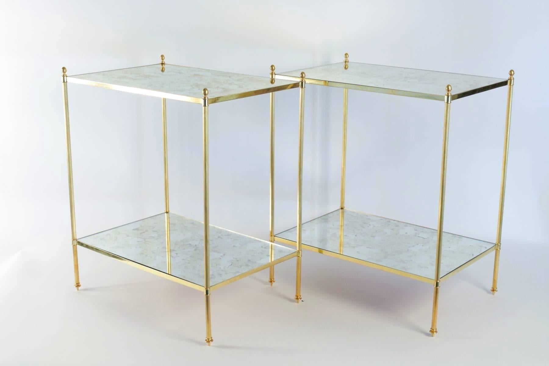 Pair of Large Louis XVI Style Gilt Brass Side Tables, circa 1970 4