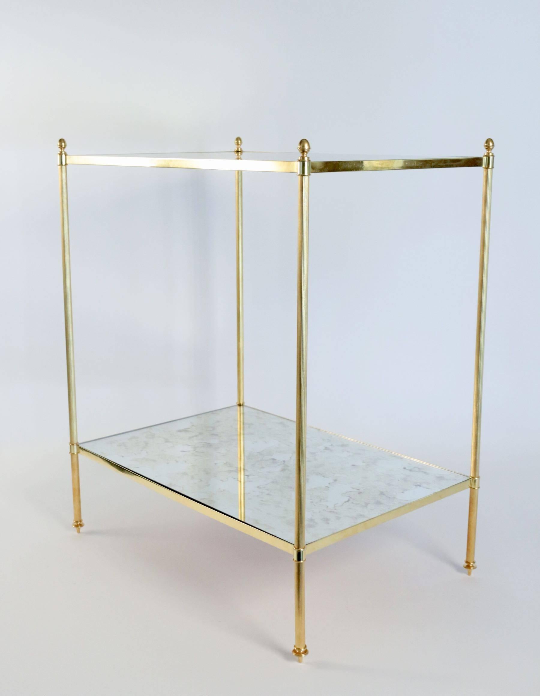 Pair of Large Louis XVI Style Gilt Brass Side Tables, circa 1970 5