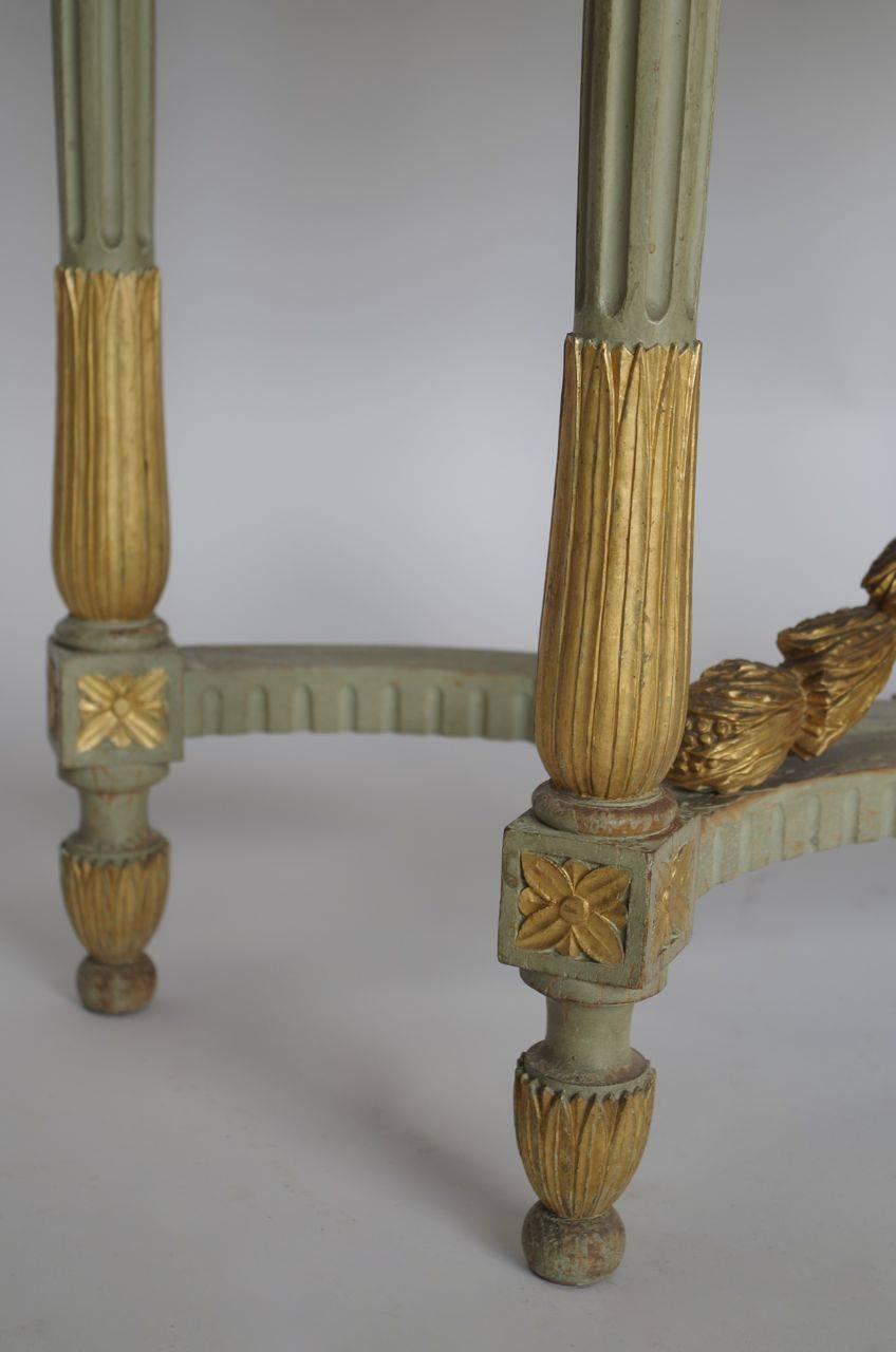 French Small Louis XVI Style Half-Moon Green Console, circa 1880 Stamped Mercier Frères