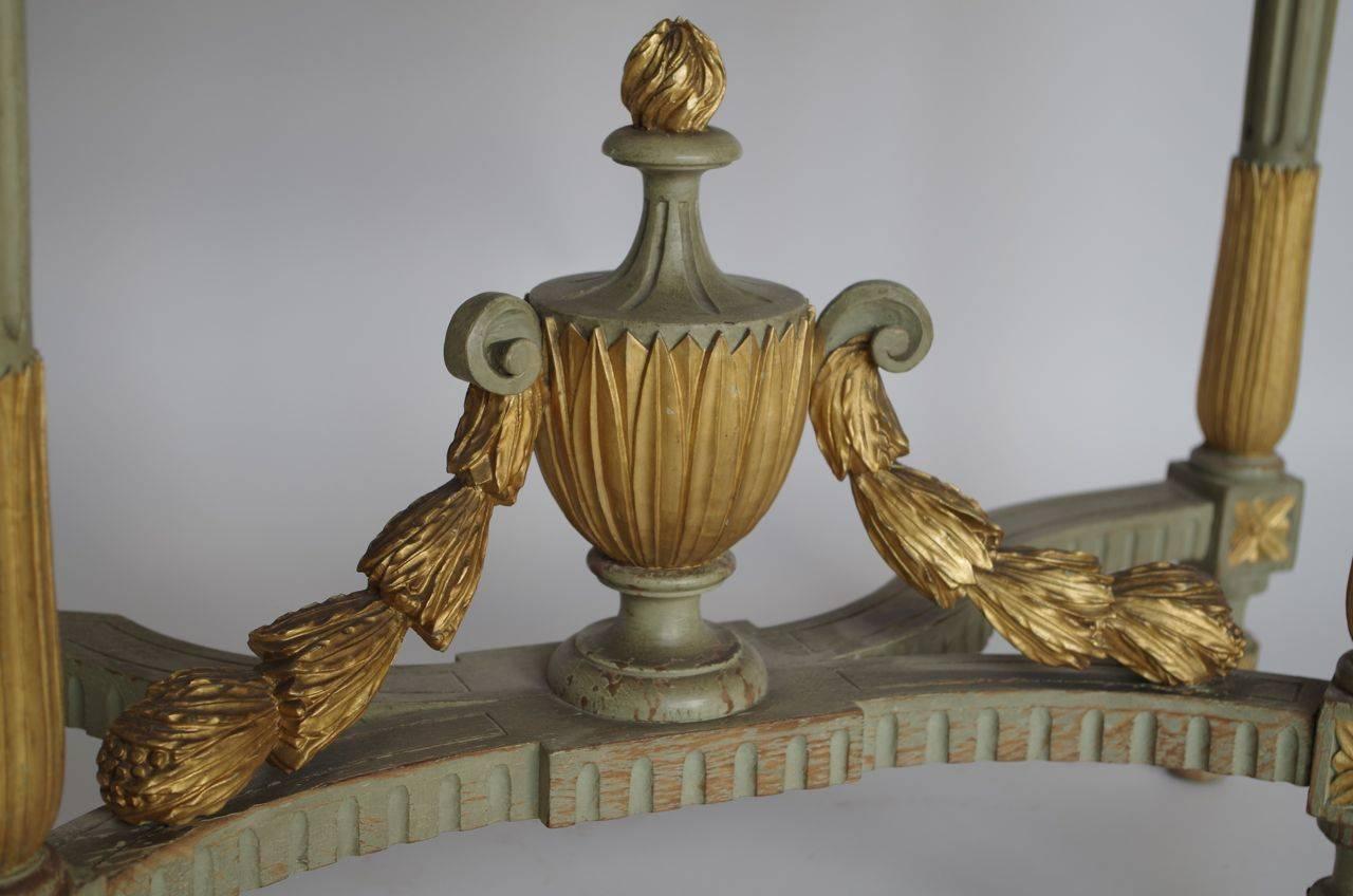Small Louis XVI Style Half-Moon Green Console, circa 1880 Stamped Mercier Frères In Excellent Condition In Saint-Ouen, FR