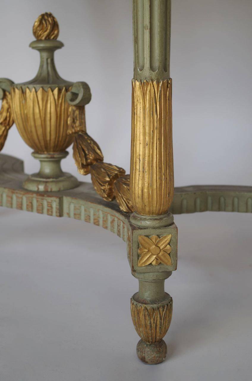 Painted Small Louis XVI Style Half-Moon Green Console, circa 1880 Stamped Mercier Frères