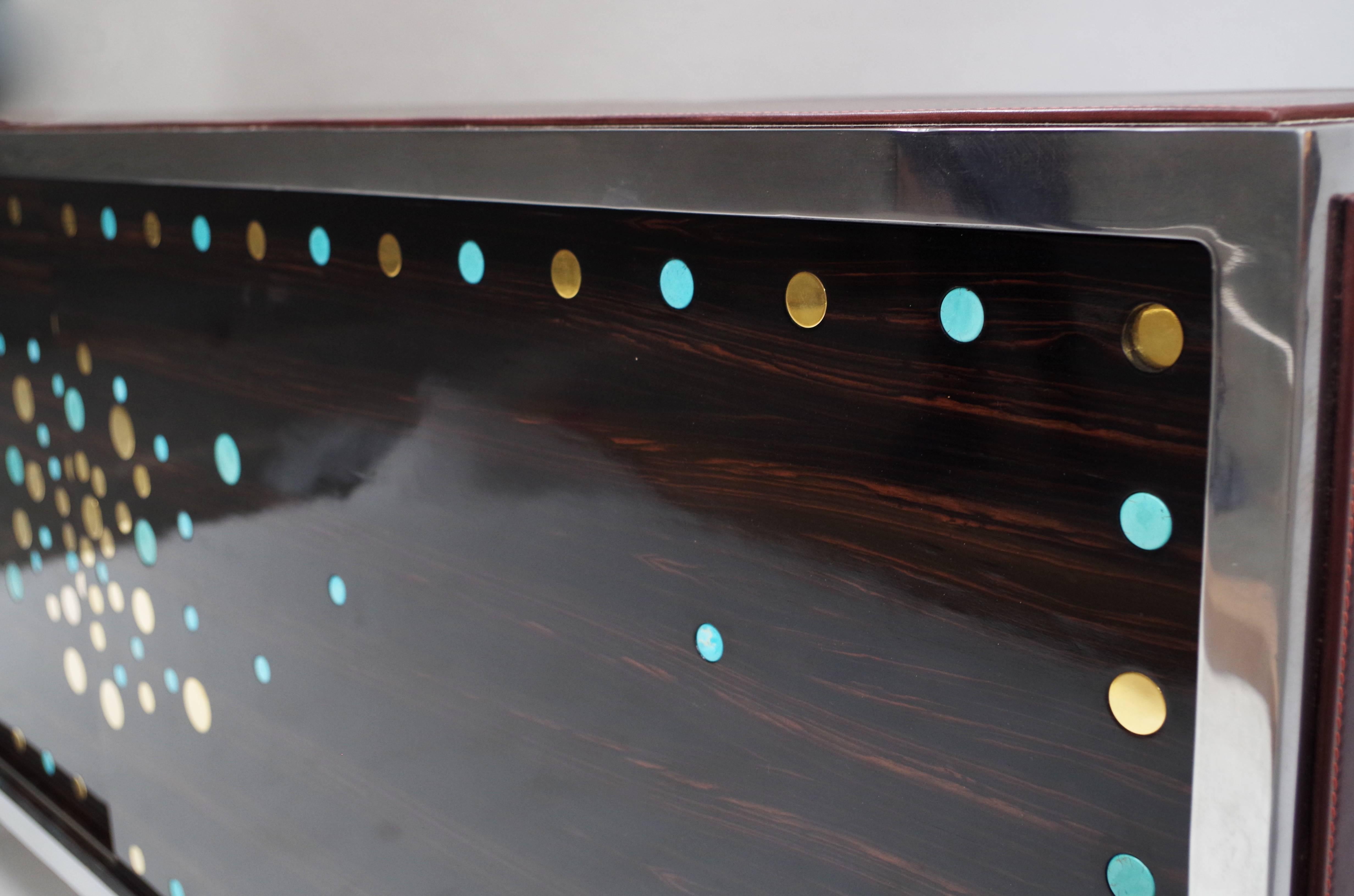 Modern Sideboard in Macassar Ebony, Pietra Dura and Gilt Brass Inlay