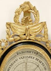 Functional Louis XVI Period Barometer, Gilt and Black Lacquer Wood, 18th Century