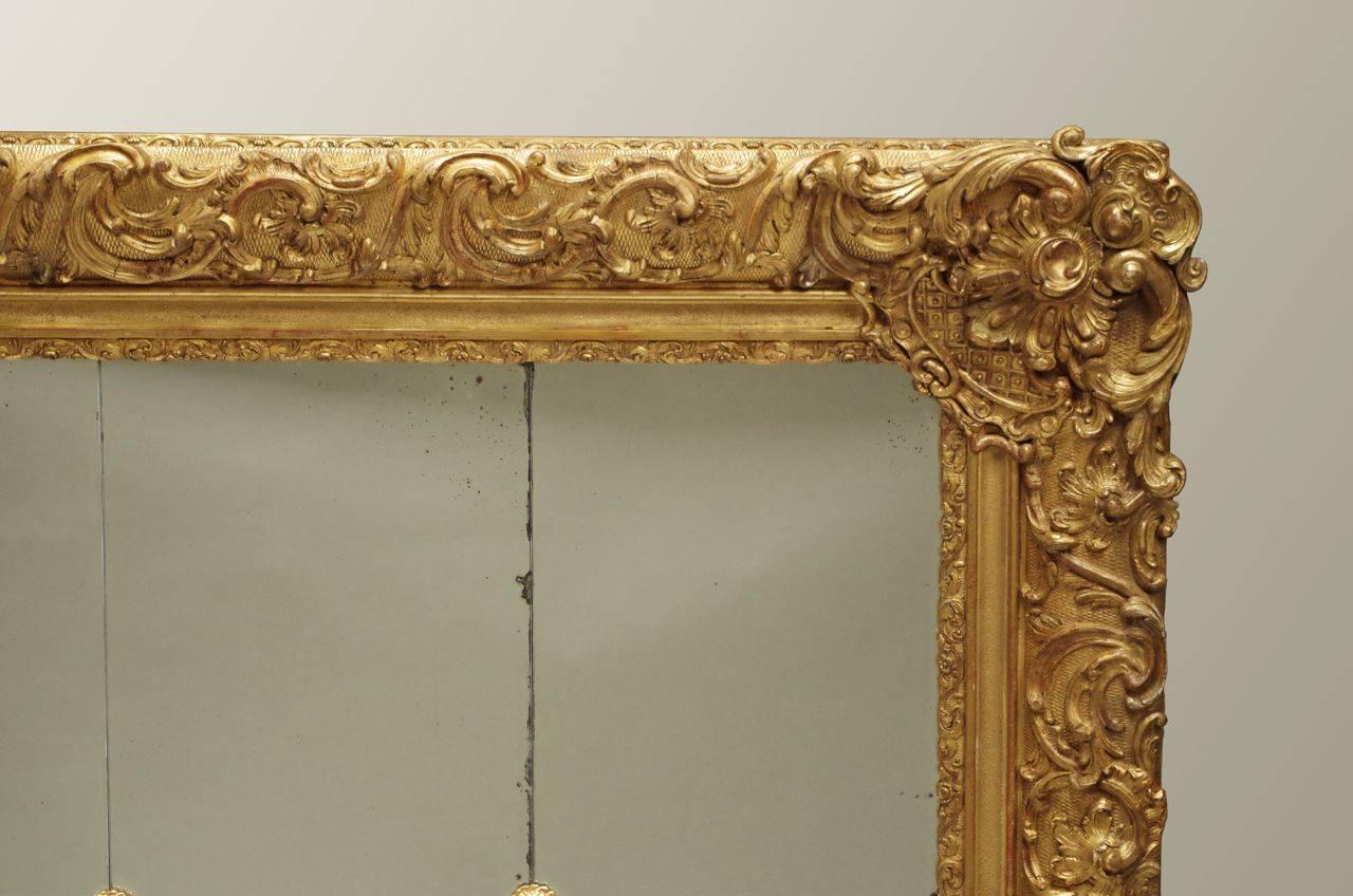 Great Regency Style Giltwood and Stucco Mirror with Rosettes, circa 1870 2