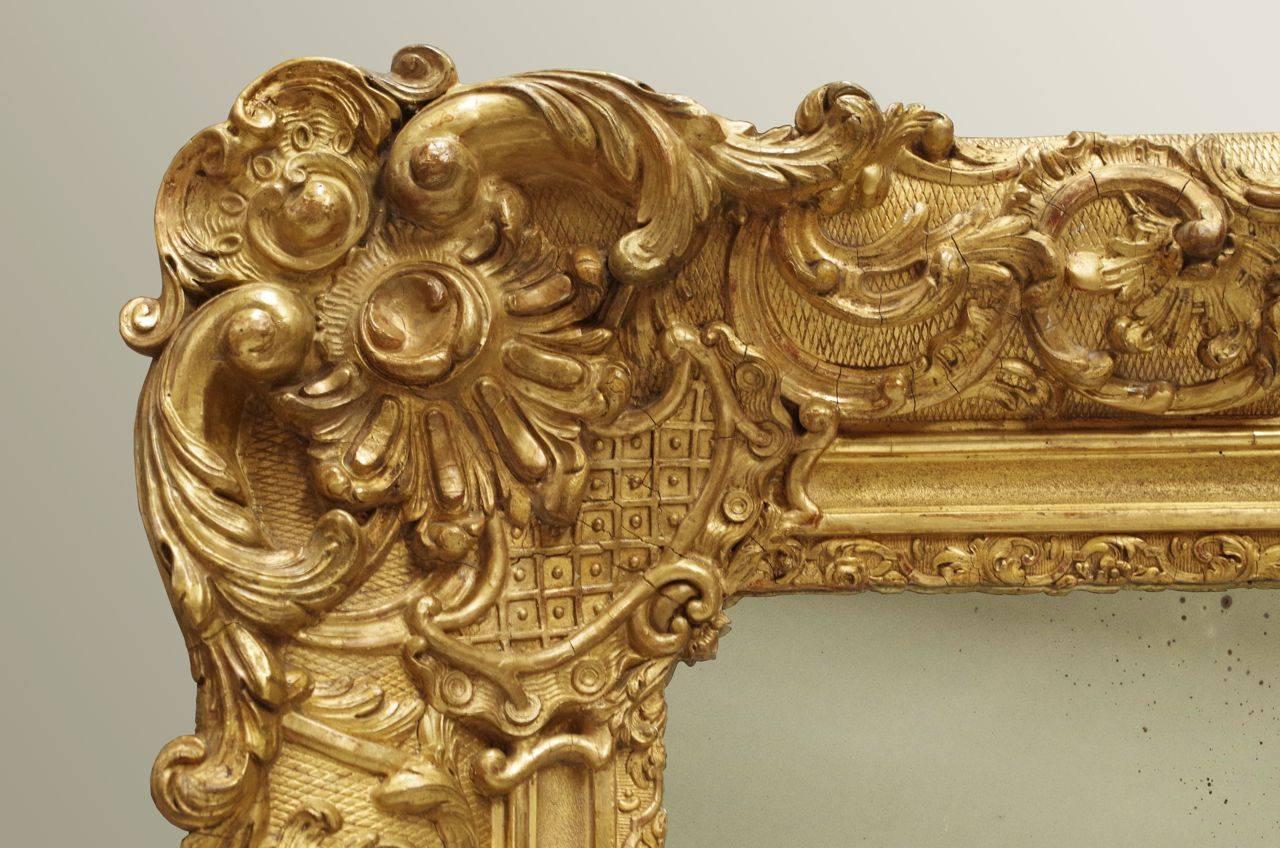 Great Regency Style Giltwood and Stucco Mirror with Rosettes, circa 1870 3
