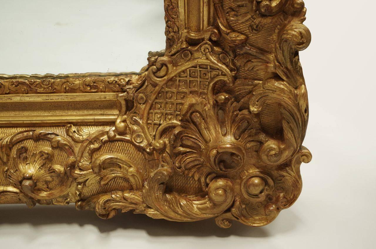 Great Regency Style Giltwood and Stucco Mirror with Rosettes, circa 1870 4