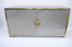 Smoked Mirror and Gilt Brass Sideboard Attributed to David Hicks, 1960s