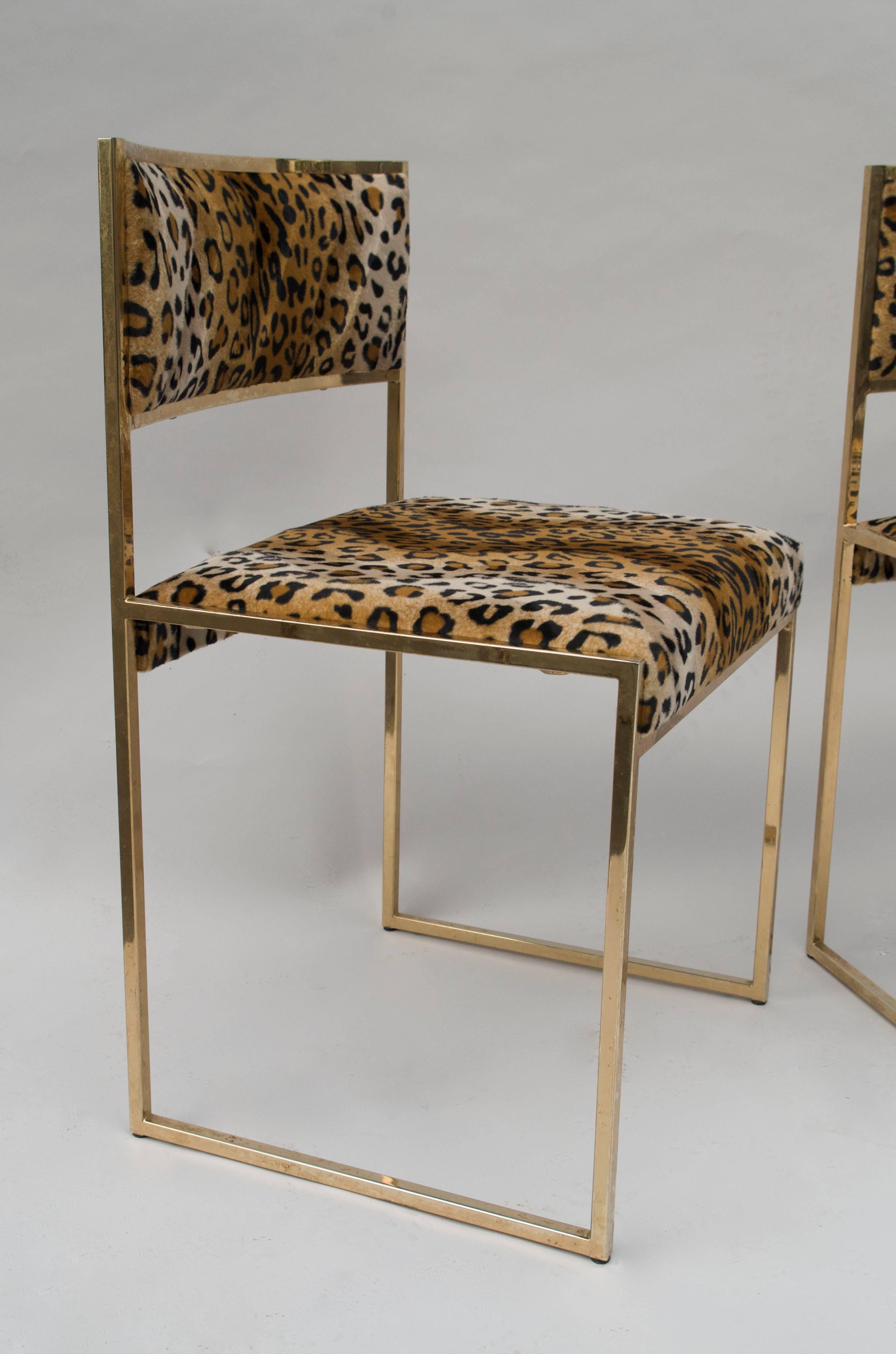 Late 20th Century Set of Seven Gilt Brass Chairs by Willy Rizzo, 1970