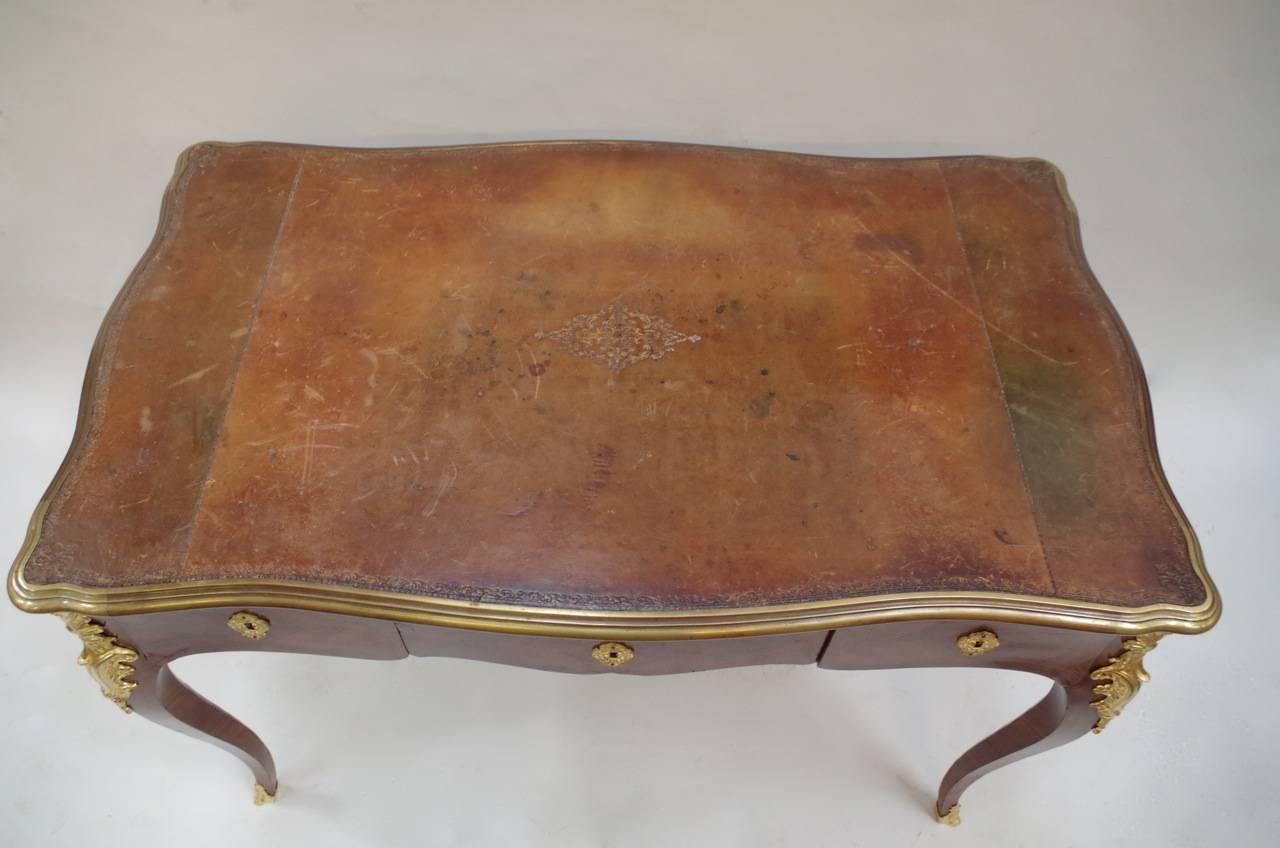19th Century Small Louis XV Style Marquetry Desk, circa 1880 For Sale