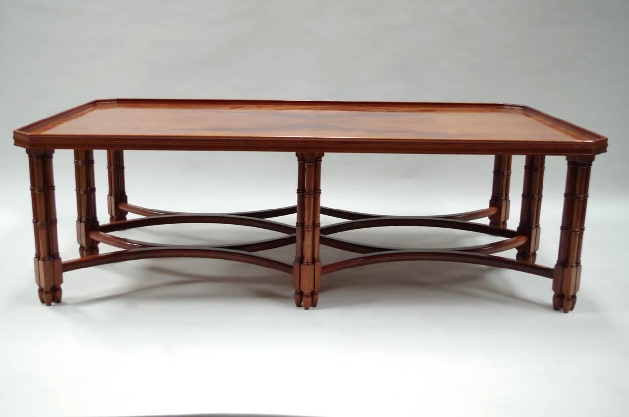 - Veneered mahogany 
- English style
- 1980 period
- Standing on 9 bambou style legs.

