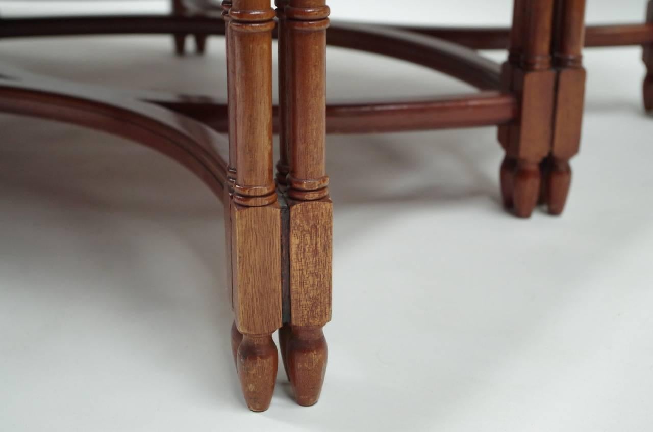 Large English Style Mahogany Coffee Table with Bambou Style Legs, 1980 Period 5