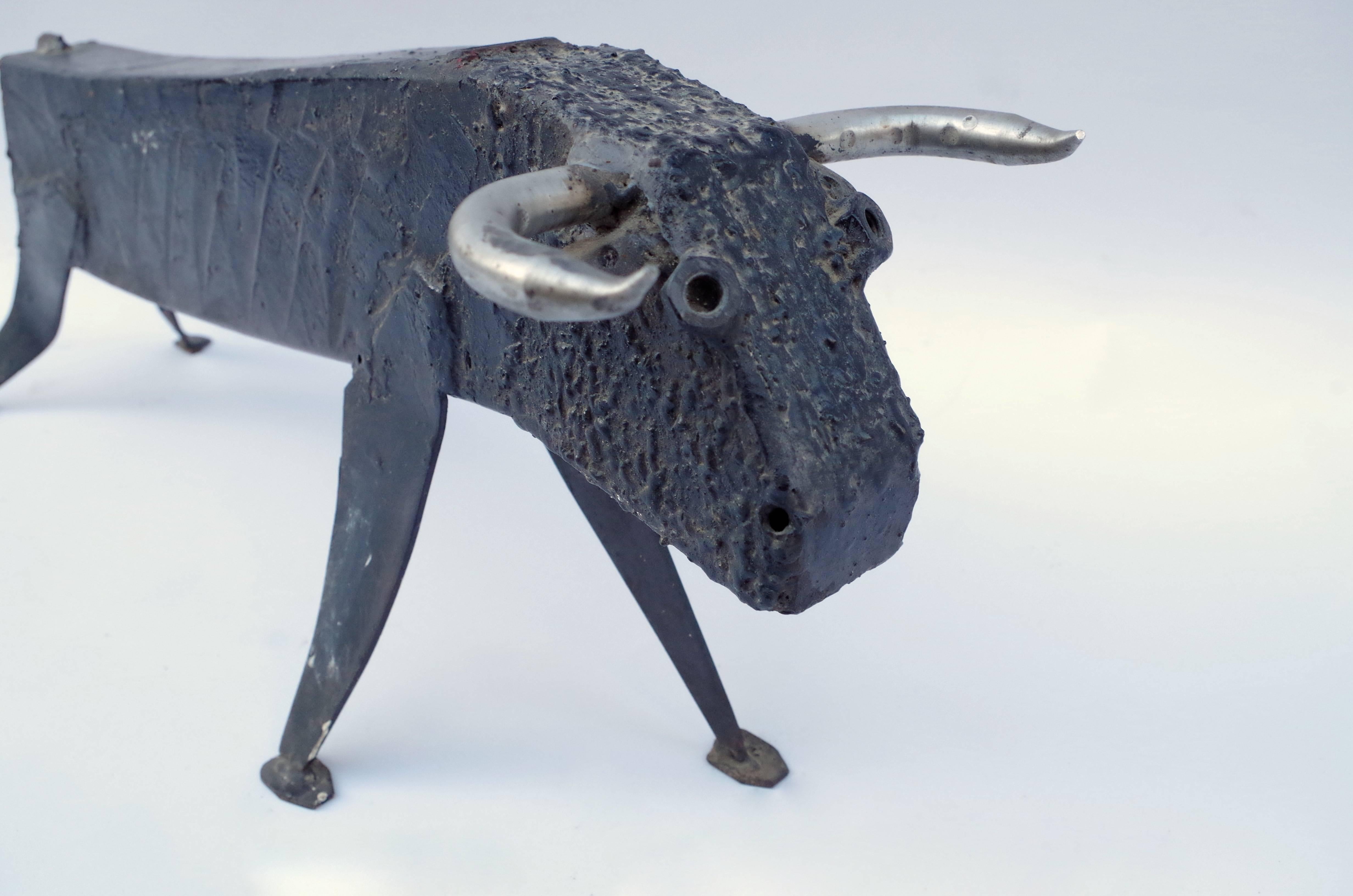 French Bull, Cast Iron Sculpture, circa 1970