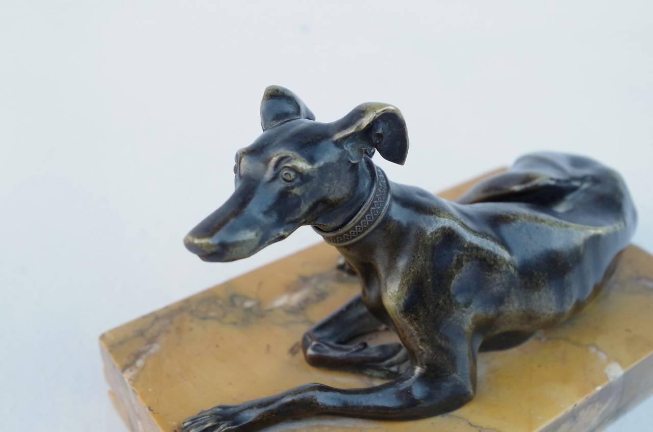Other Small Bronze Reclining Whippet Sculpture, Late 19th Century