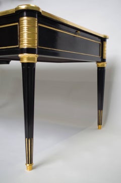 Large Louis XVI Style Black Lacquered Mahogany Desk, circa 1950