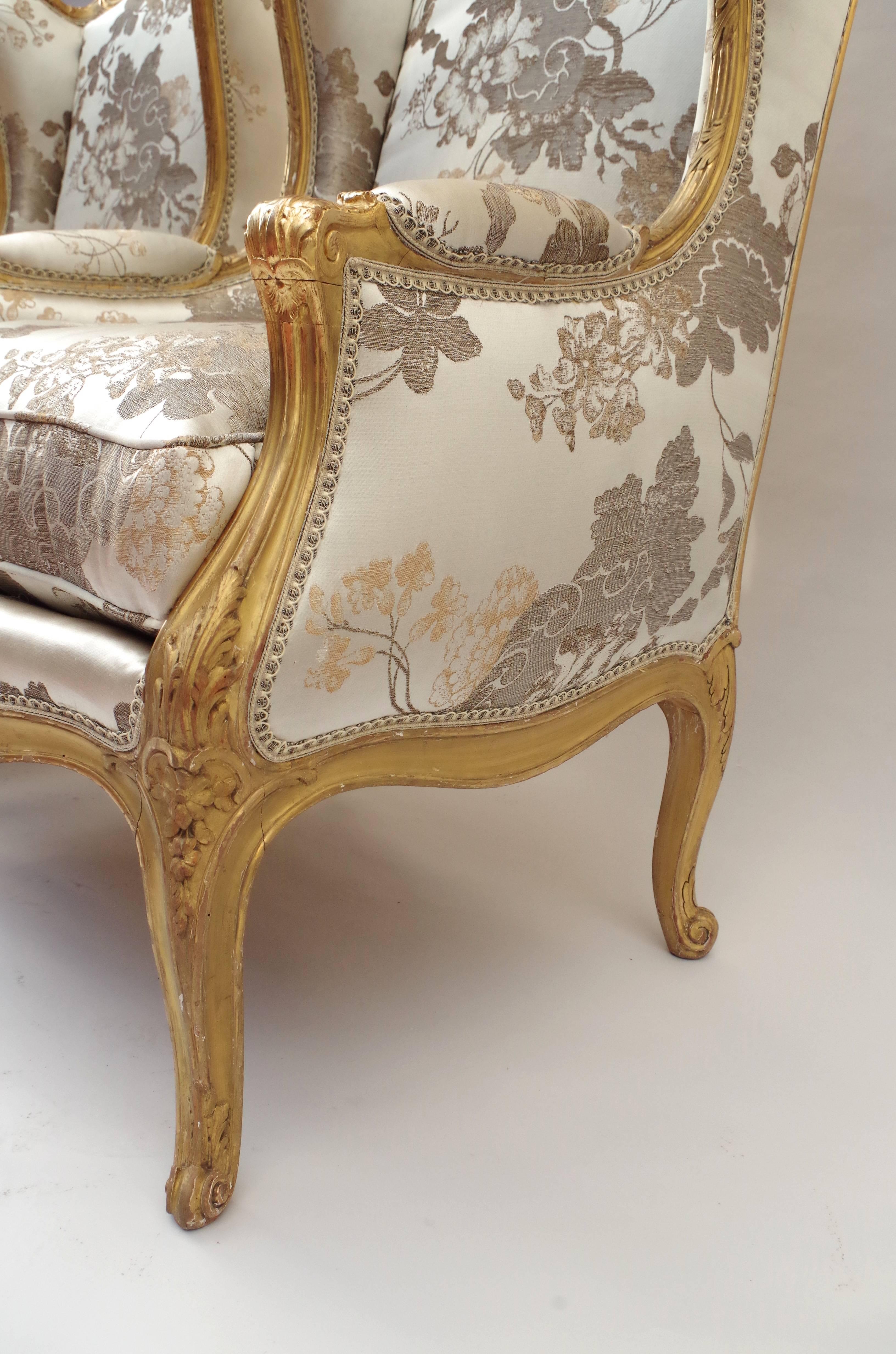 Louis XV Style Pair of Wing Chairs, circa 1880 3