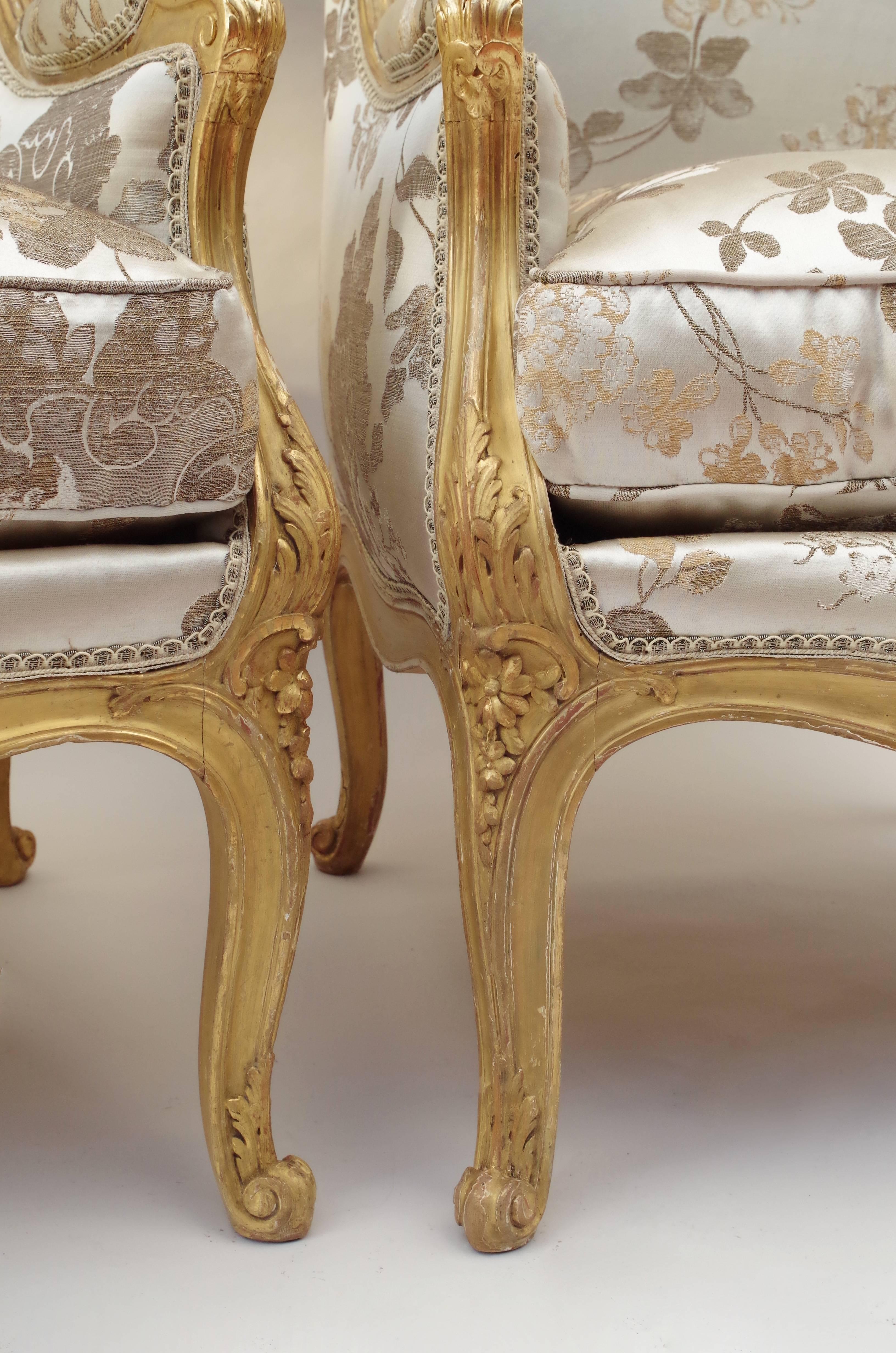 Louis XV Style Pair of Wing Chairs, circa 1880 1