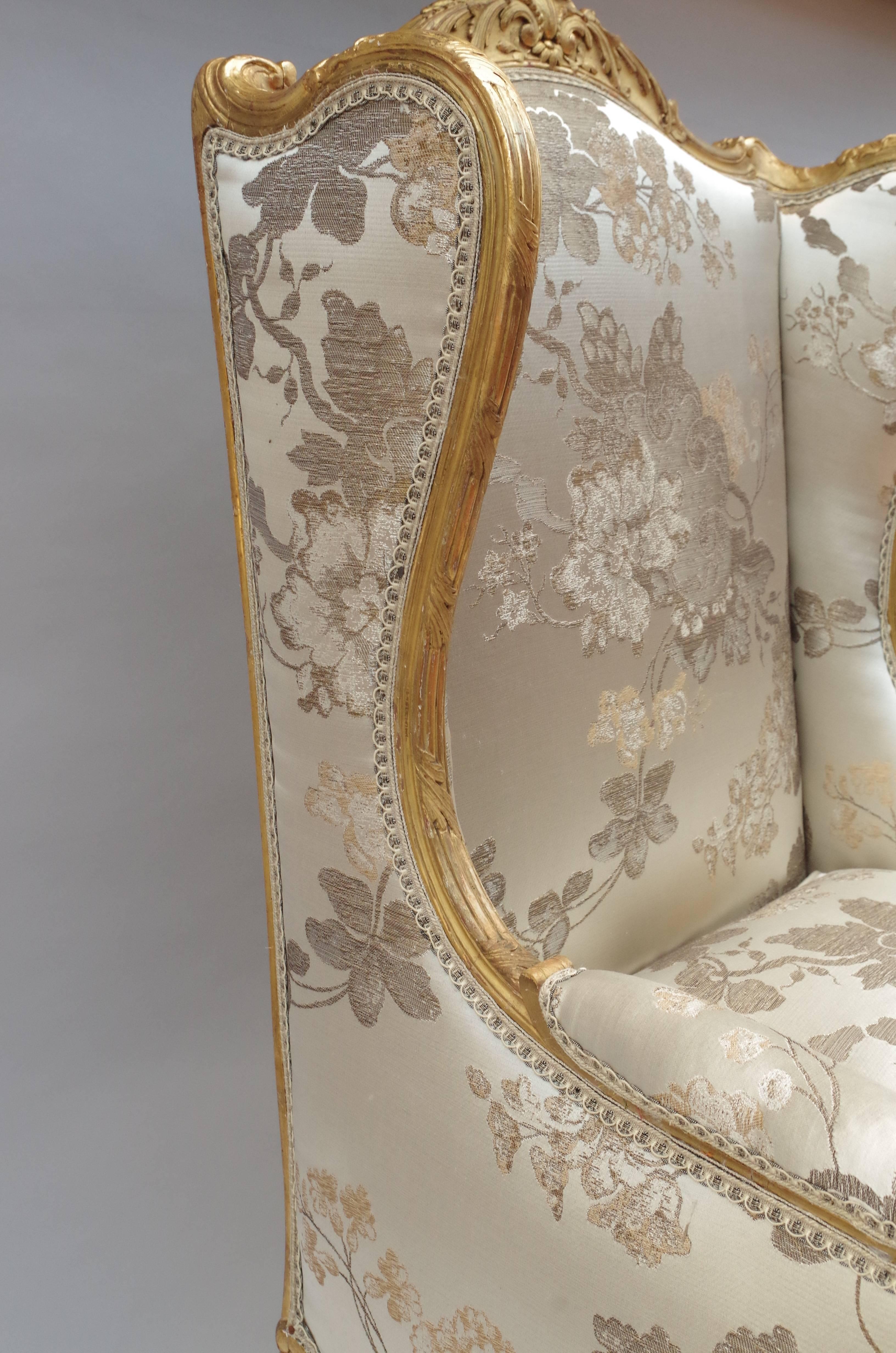 Louis XV Style Pair of Wing Chairs, circa 1880 In Good Condition In Saint-Ouen, FR