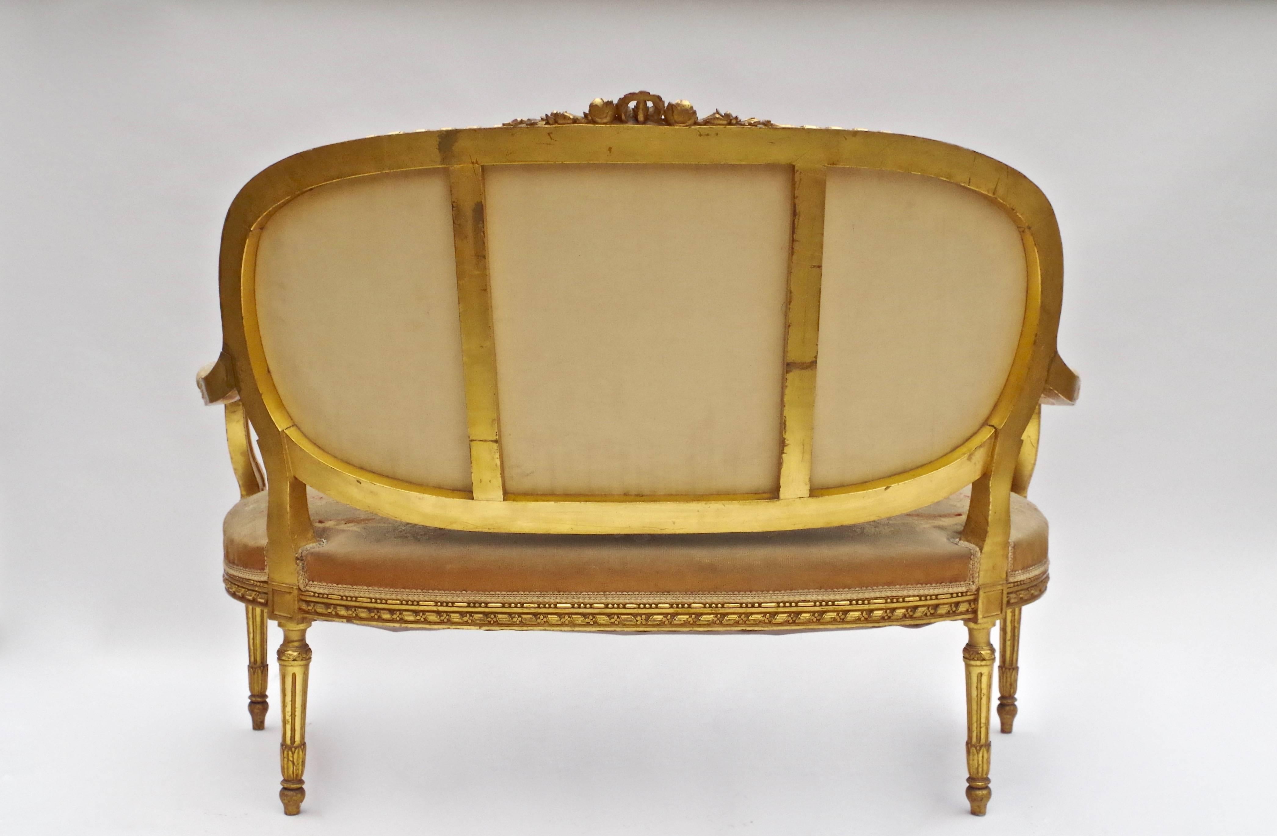 Giltwood Louis XVI Style Salon Furniture, circa 1880 1