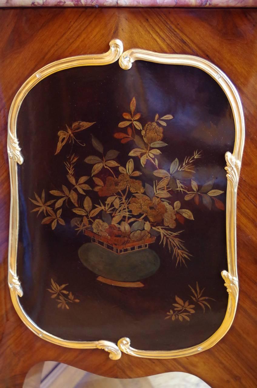 Louis XV Style Maquetry and Chinese Lacquer Type Commode, circa 1900 2