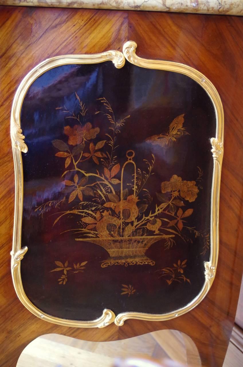 Louis XV Style Maquetry and Chinese Lacquer Type Commode, circa 1900 3