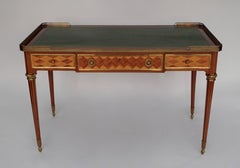 Large Louis XVI style black lacquered desk in mahogany, XXth century