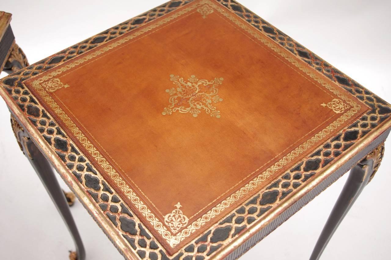 Pair of Louis XV Style Black Lacquer Side Tables, circa 1950 In Excellent Condition In Saint-Ouen, FR