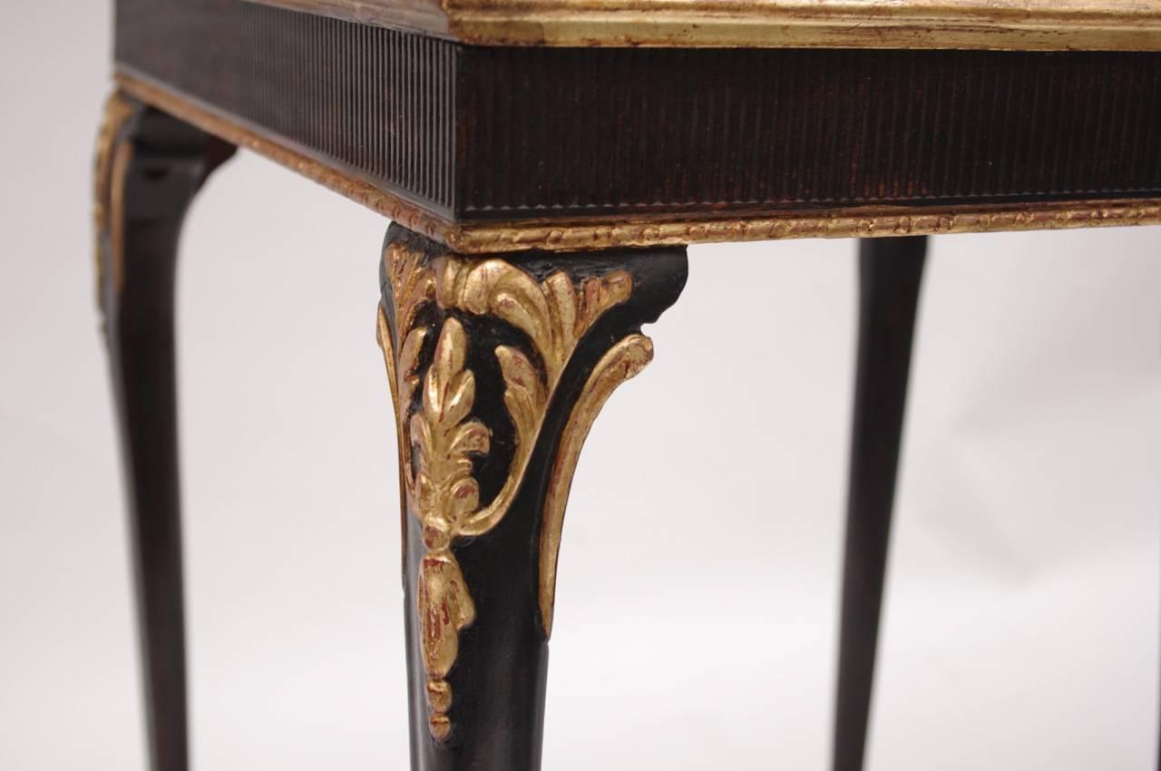 French Pair of Louis XV Style Black Lacquer Side Tables, circa 1950