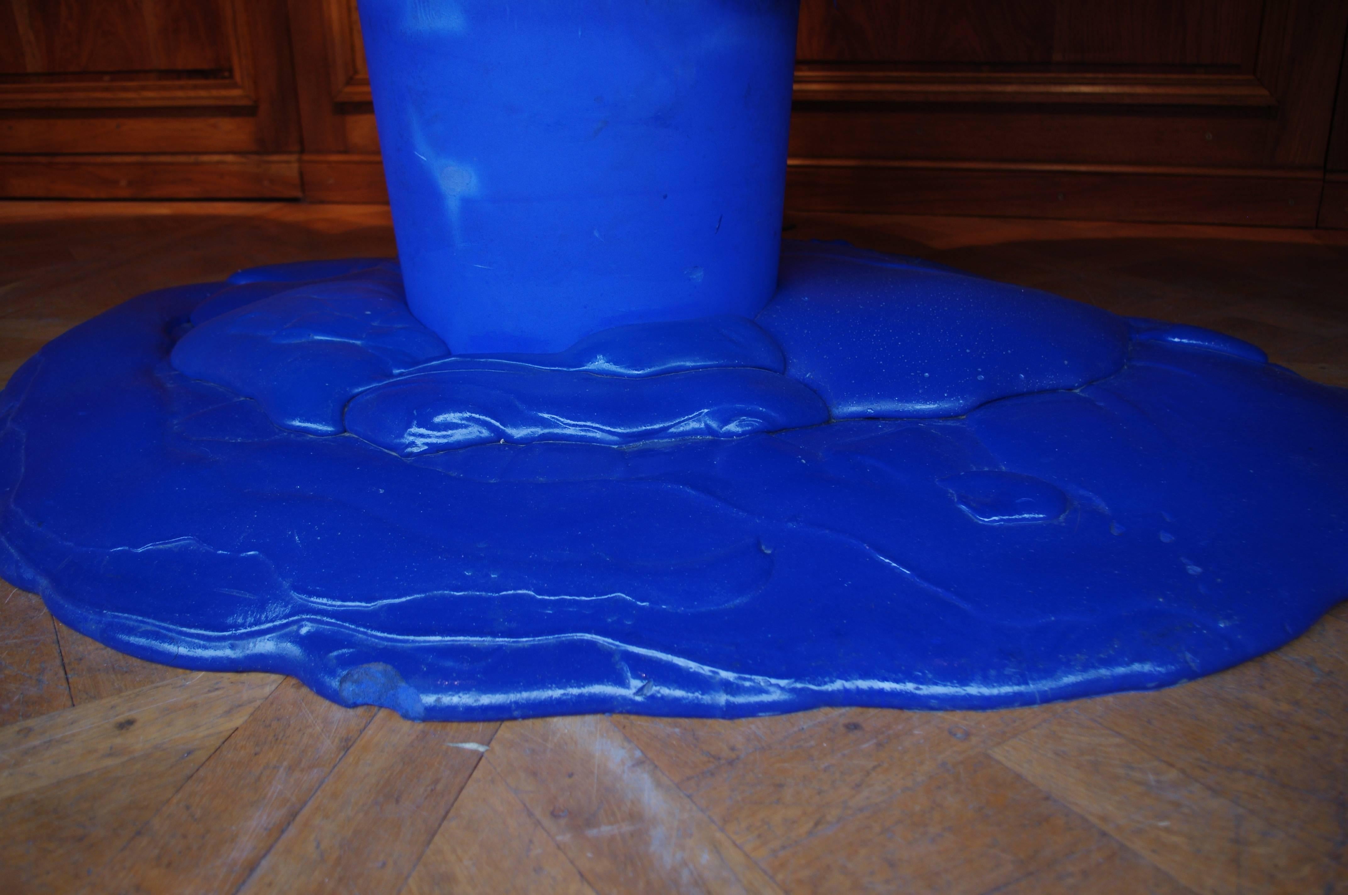 Blue polyurethane. Contemporary art. The artist, Louis Durot makes polyurethane his trademark: It's a high technology material which mix nitrogen, oxygen and carbon, which allow unusual shapes, aspects, properties and textures. Thanks to its