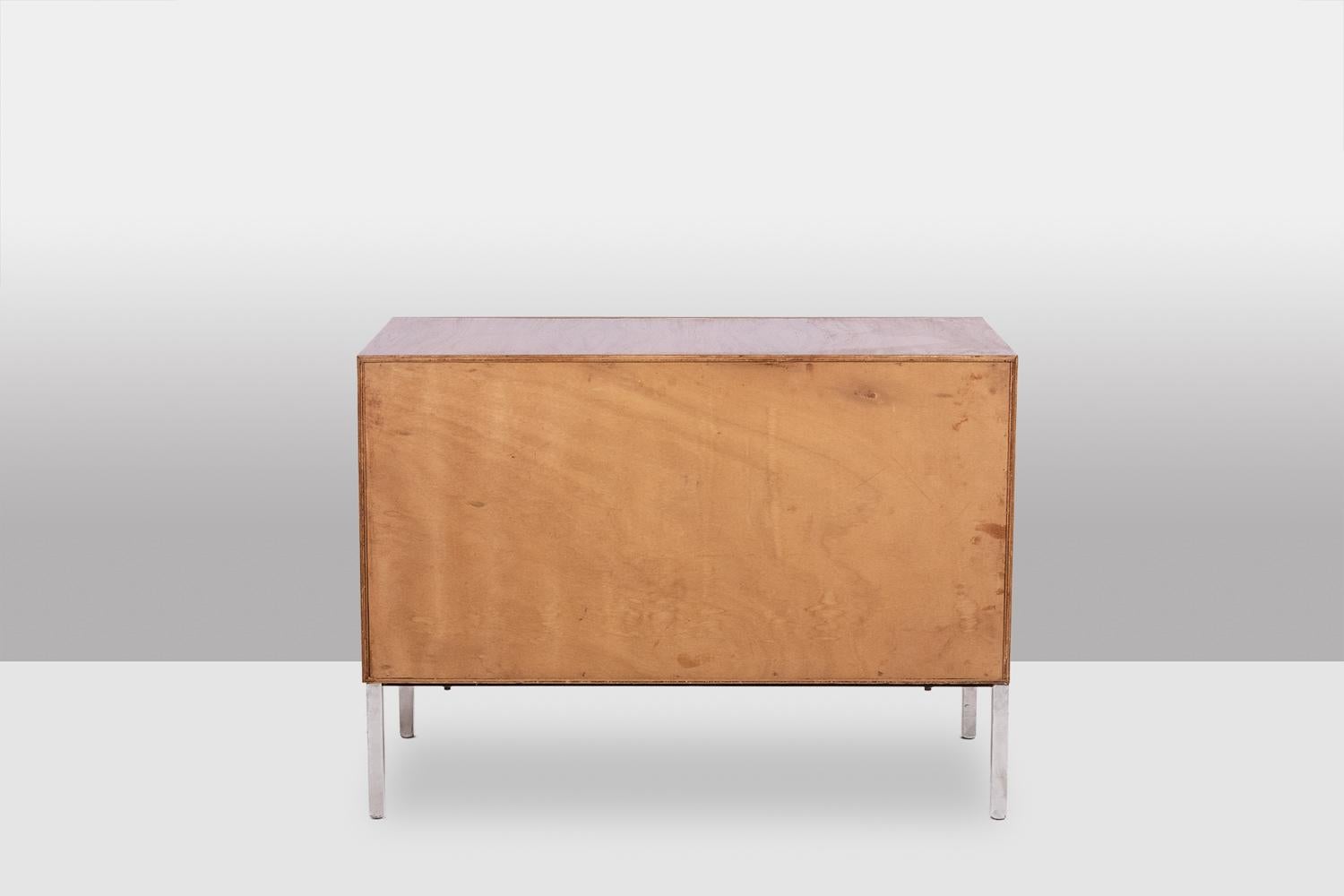 20th Century André Monpoix. 3-drawer teak chest of drawers. 1960s. For Sale