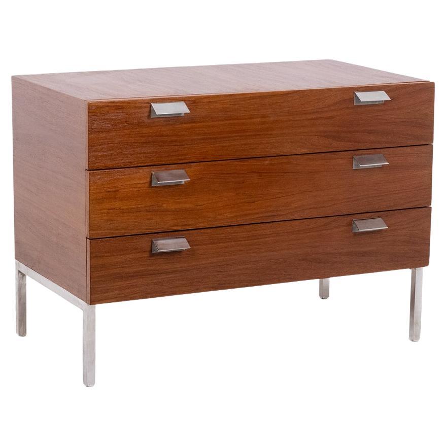 André Monpoix. 3-drawer teak chest of drawers. 1960s. For Sale