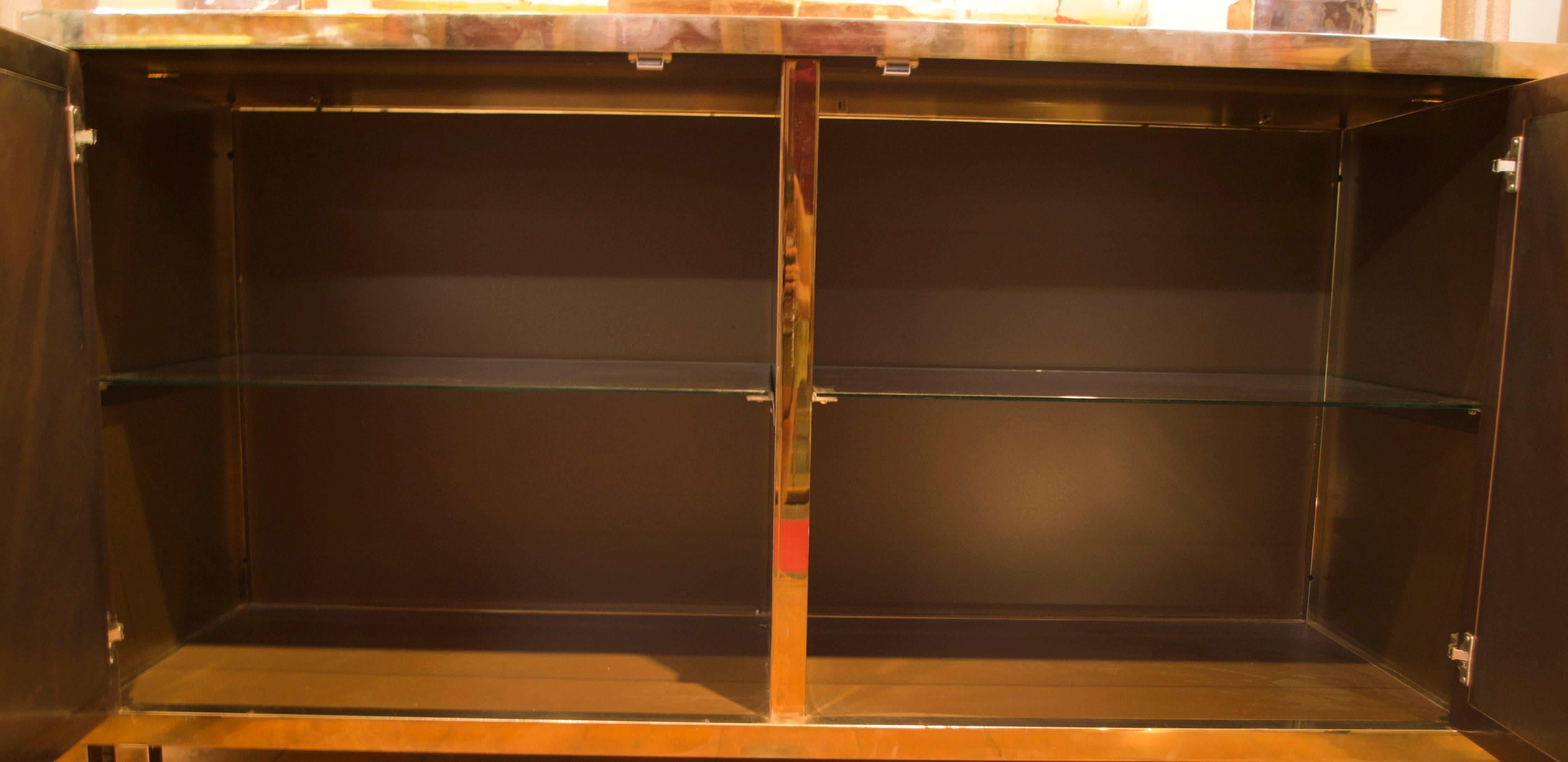 Smoked Mirror and Gilt Brass Sideboard Attributed to David Hicks, 1960s 3