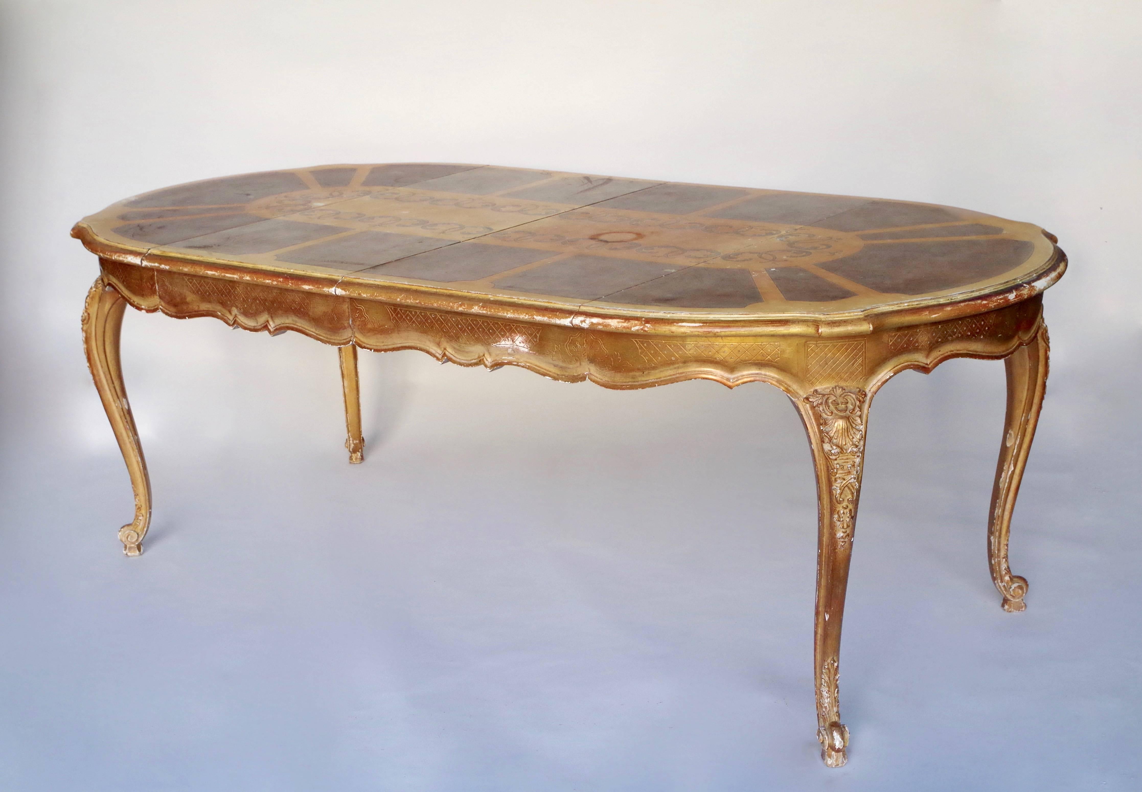 Louis XV Style Round Giltwood Table with Extension Stamped M.Hirch, circa 1960 6