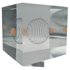 An abstract glass cube sculpture by Wilfried Grootens "breakout S2" from 2019
