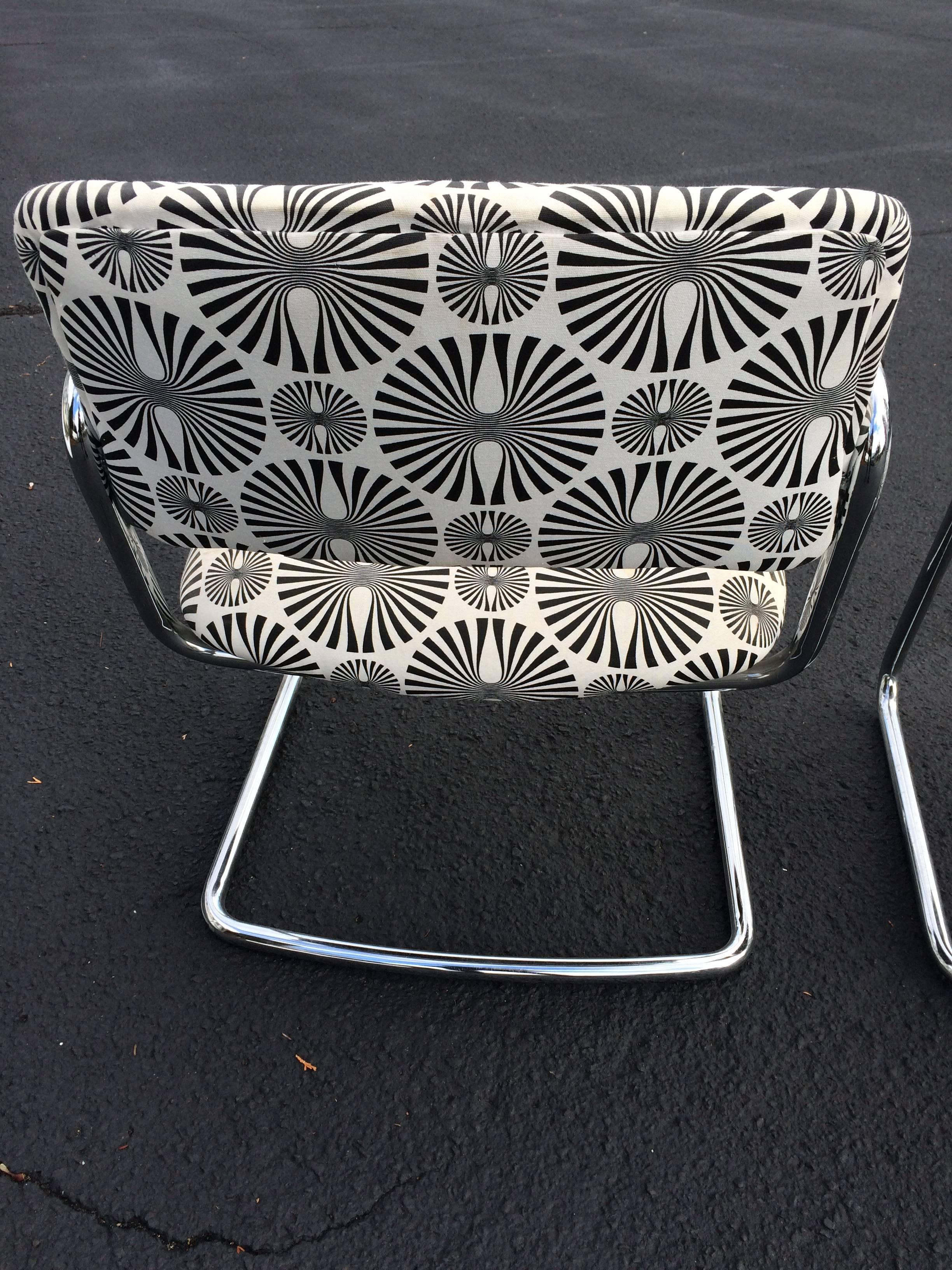 Pair of Mid-Century Optical Art Chairs in Black and White 3