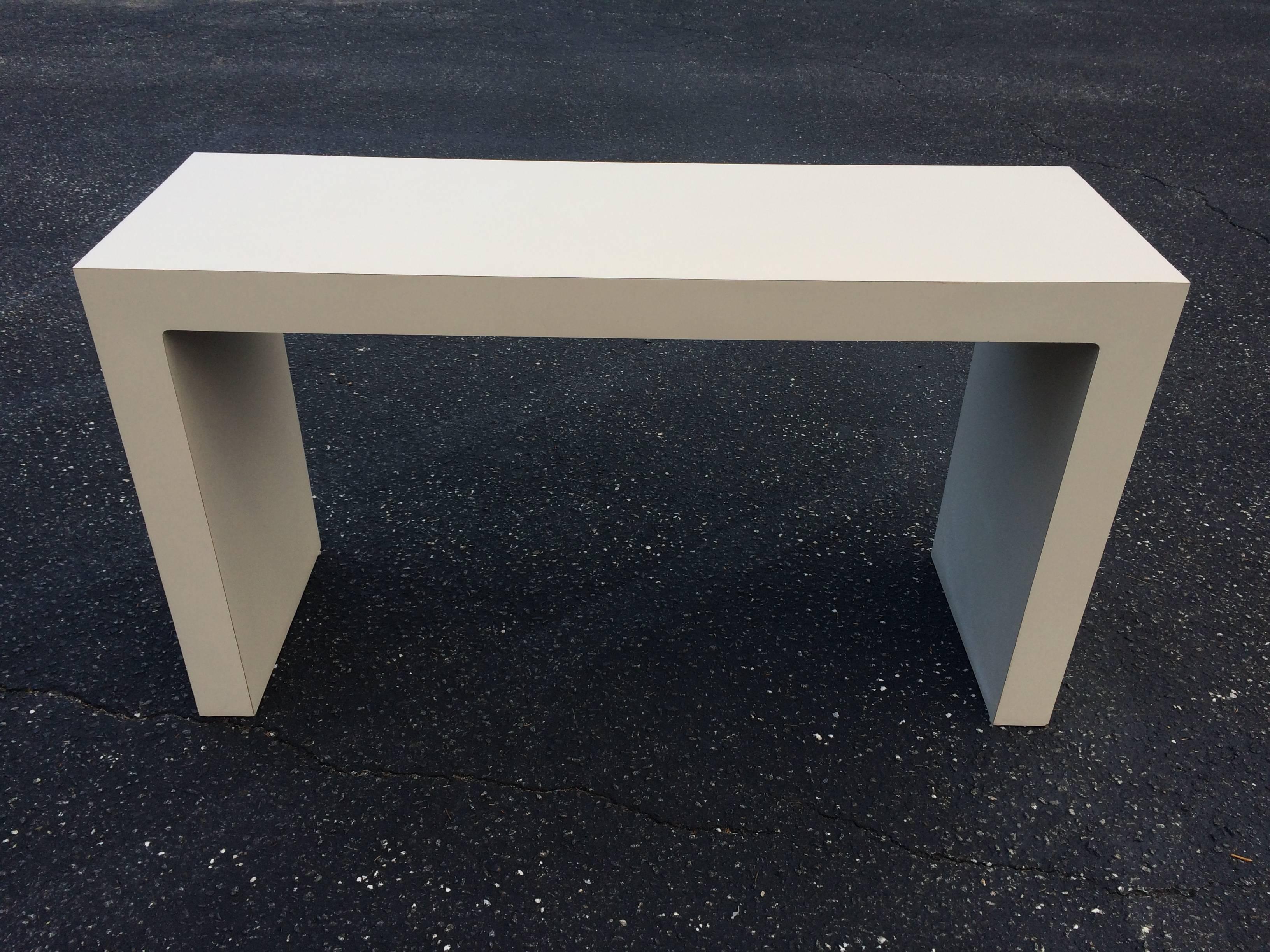 white parsons console table