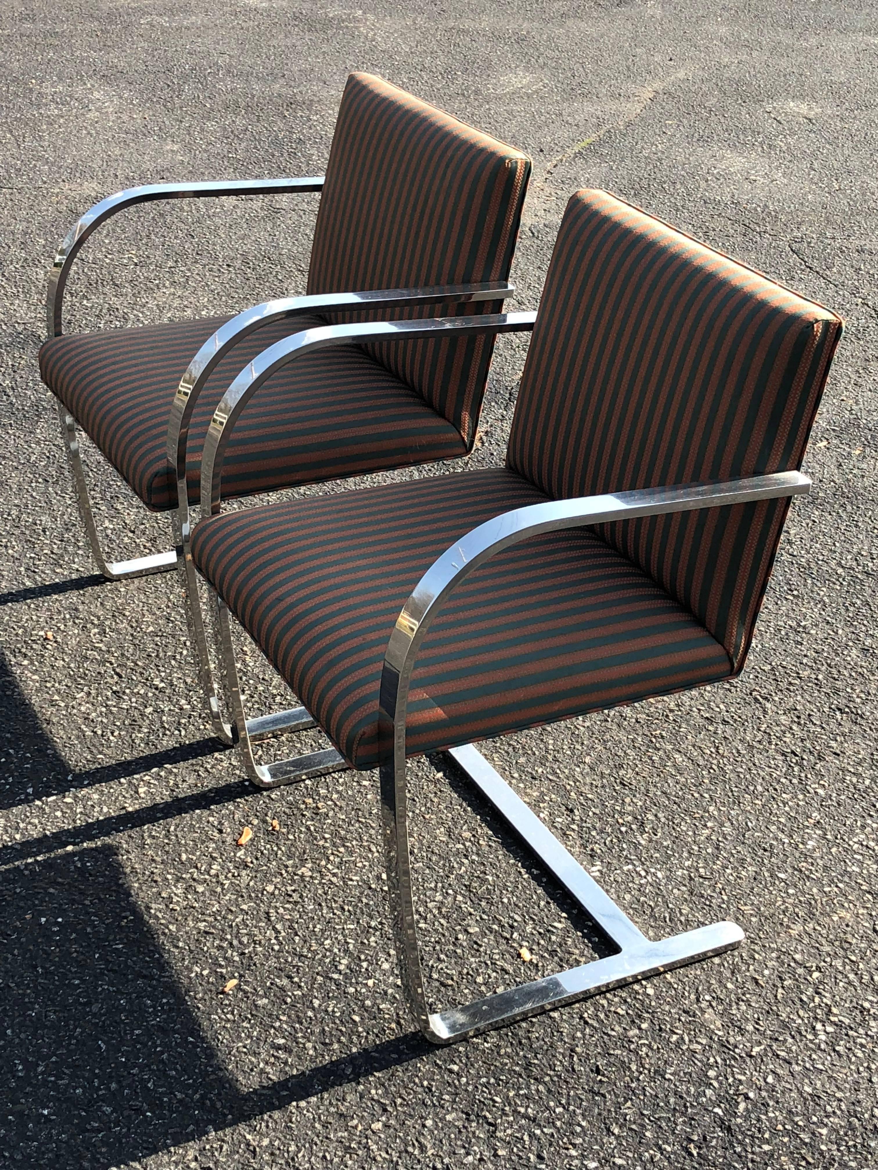 Pair of Flat Bar Brno Chairs attributed to Ludwig Mies van der Rohe for Knoll 1