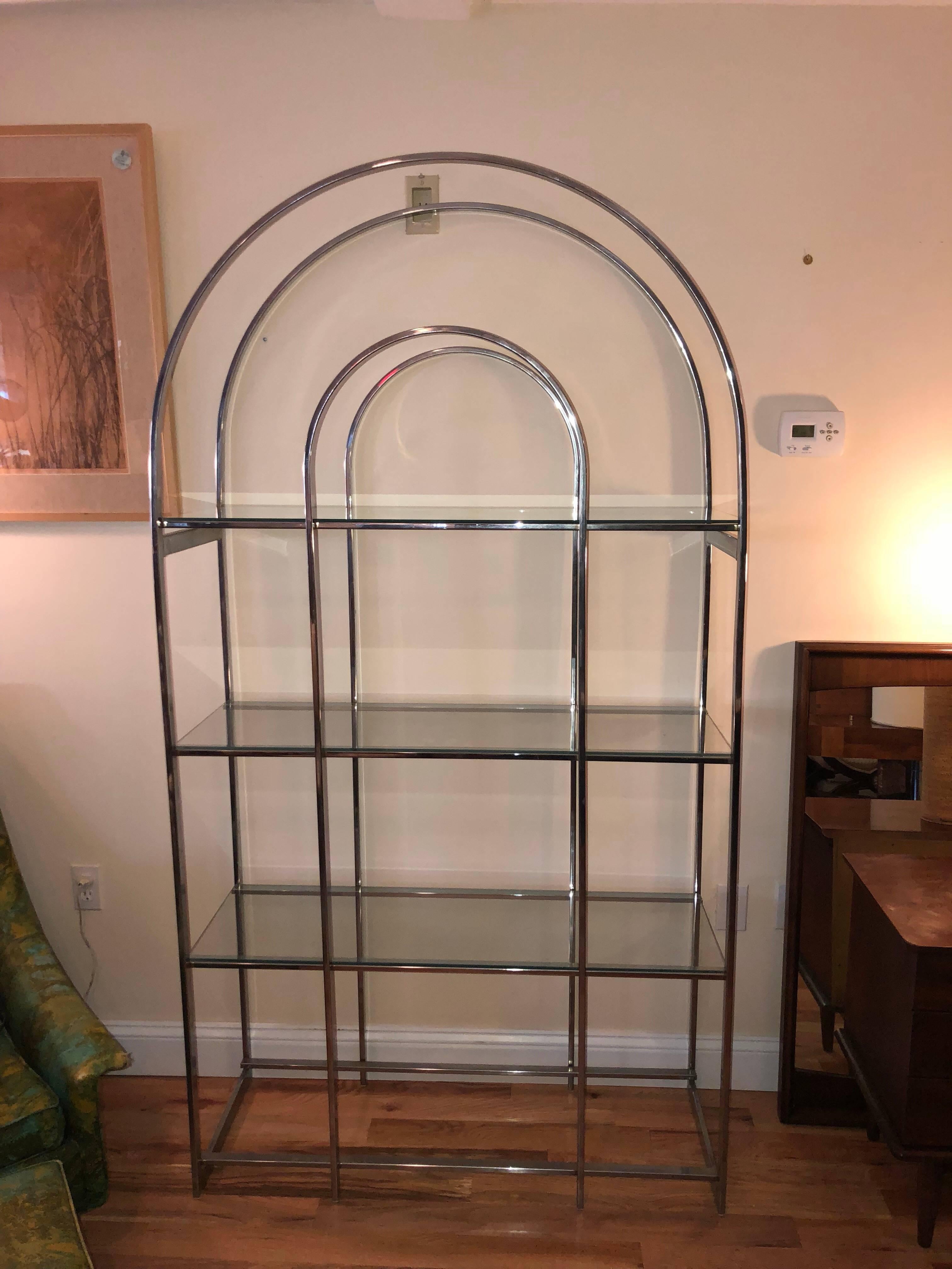 Mid-Century Modern Milo Baughman Style Chrome Étagère For Sale