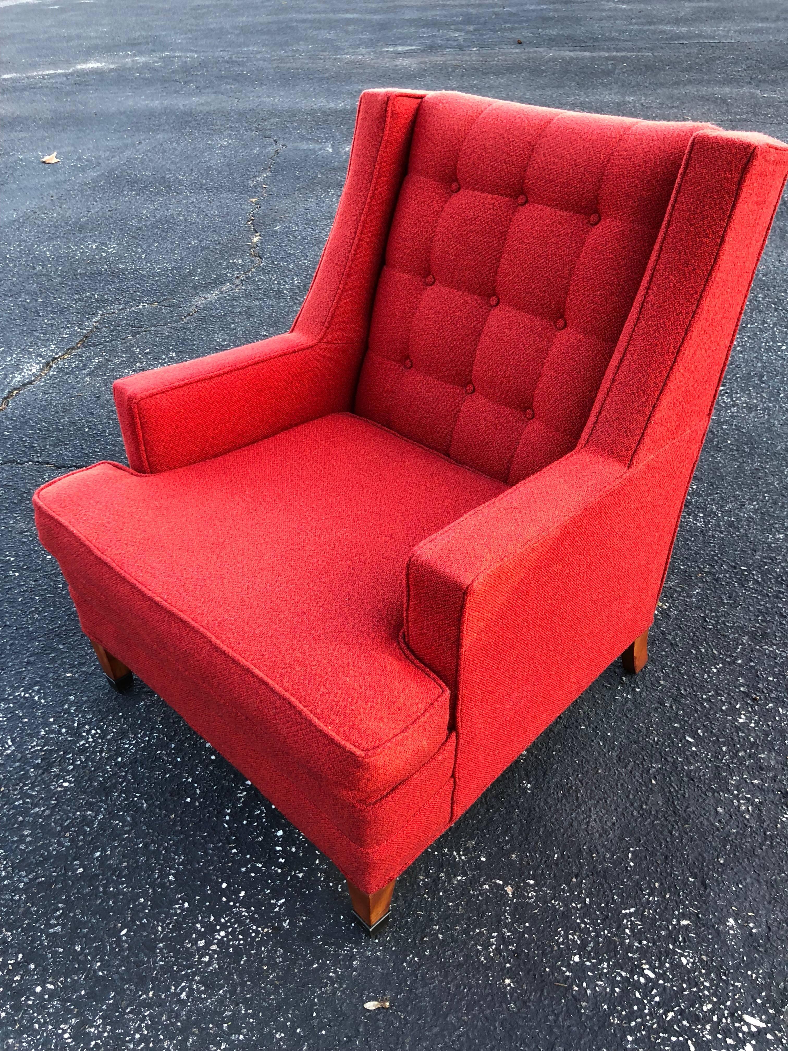 Mid-Century Lounge Chair in Red 3