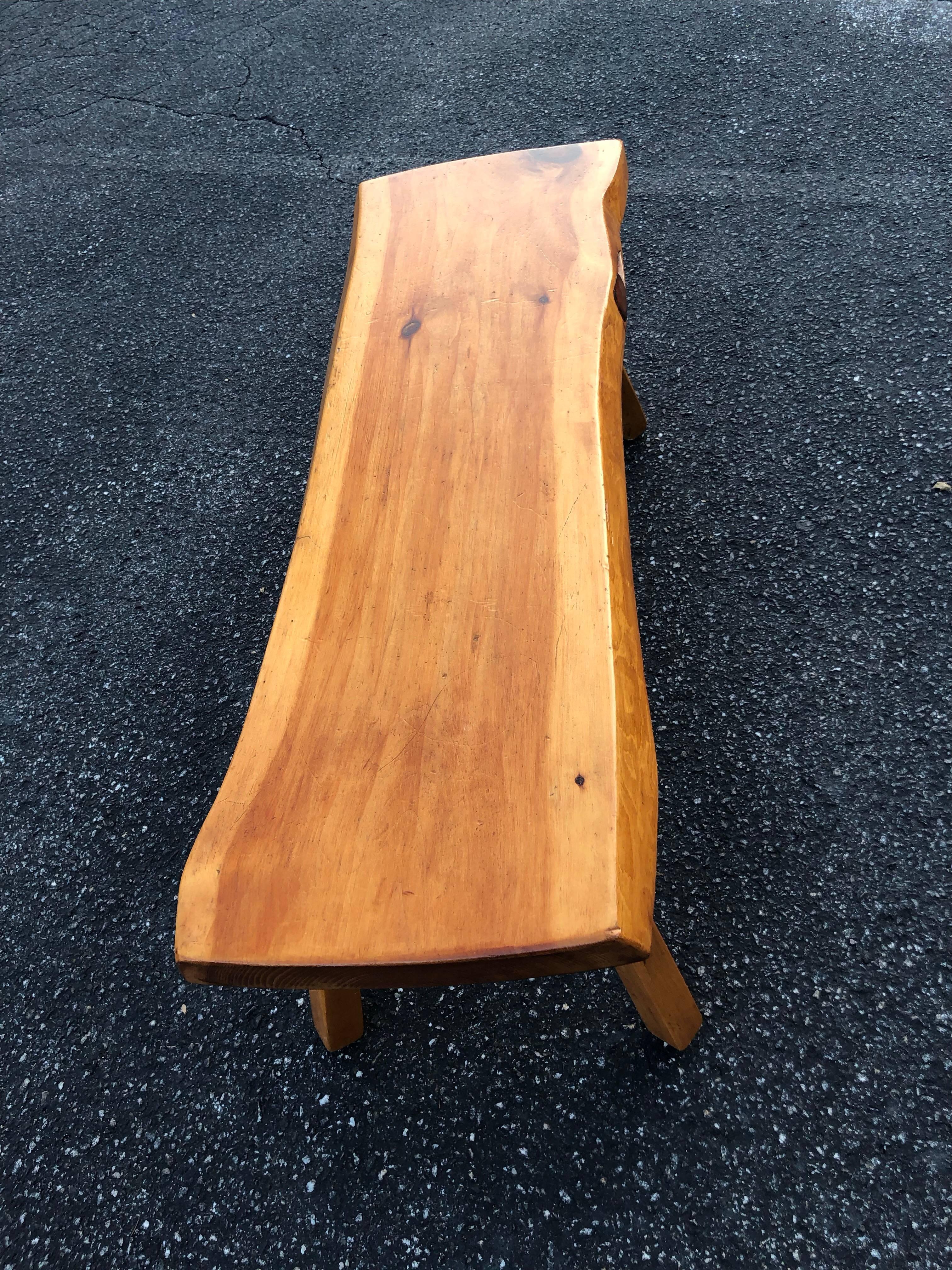 Mid-Century Modern Live Edge Wooden Slab Bench or Table