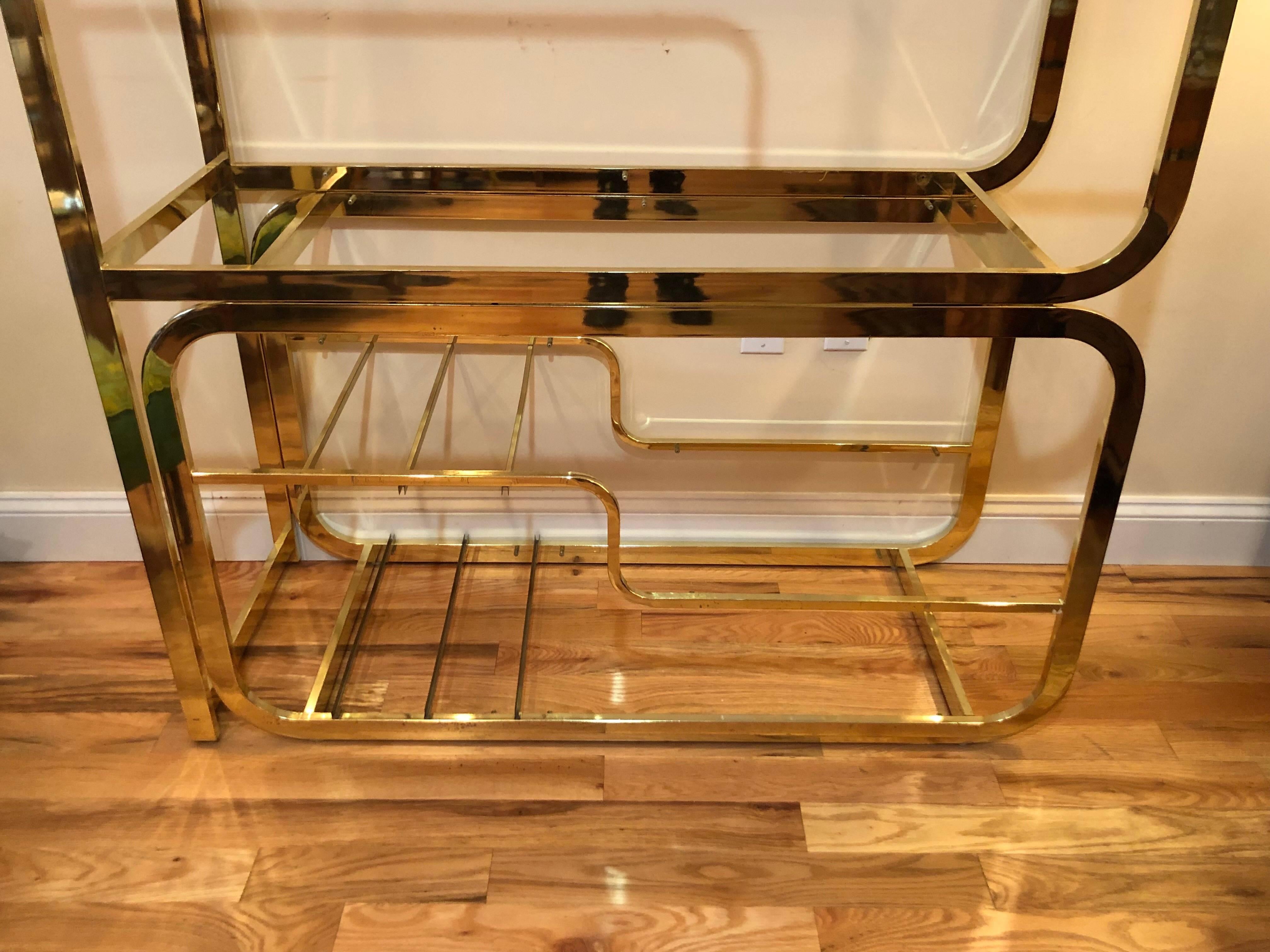 Milo Baughman Design Institute of America Brass and Glass Etagere In Good Condition In Redding, CT